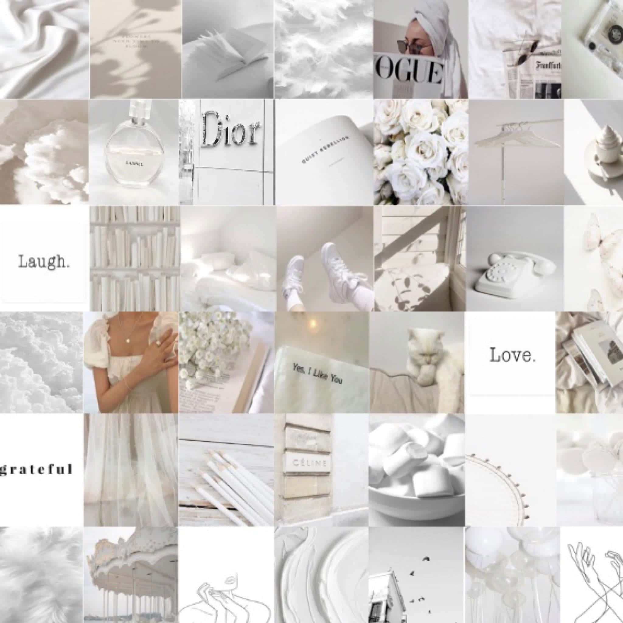 Vanilla Girl Aesthetic, monochrome, soft white, Full HD Desktop Wallpaper