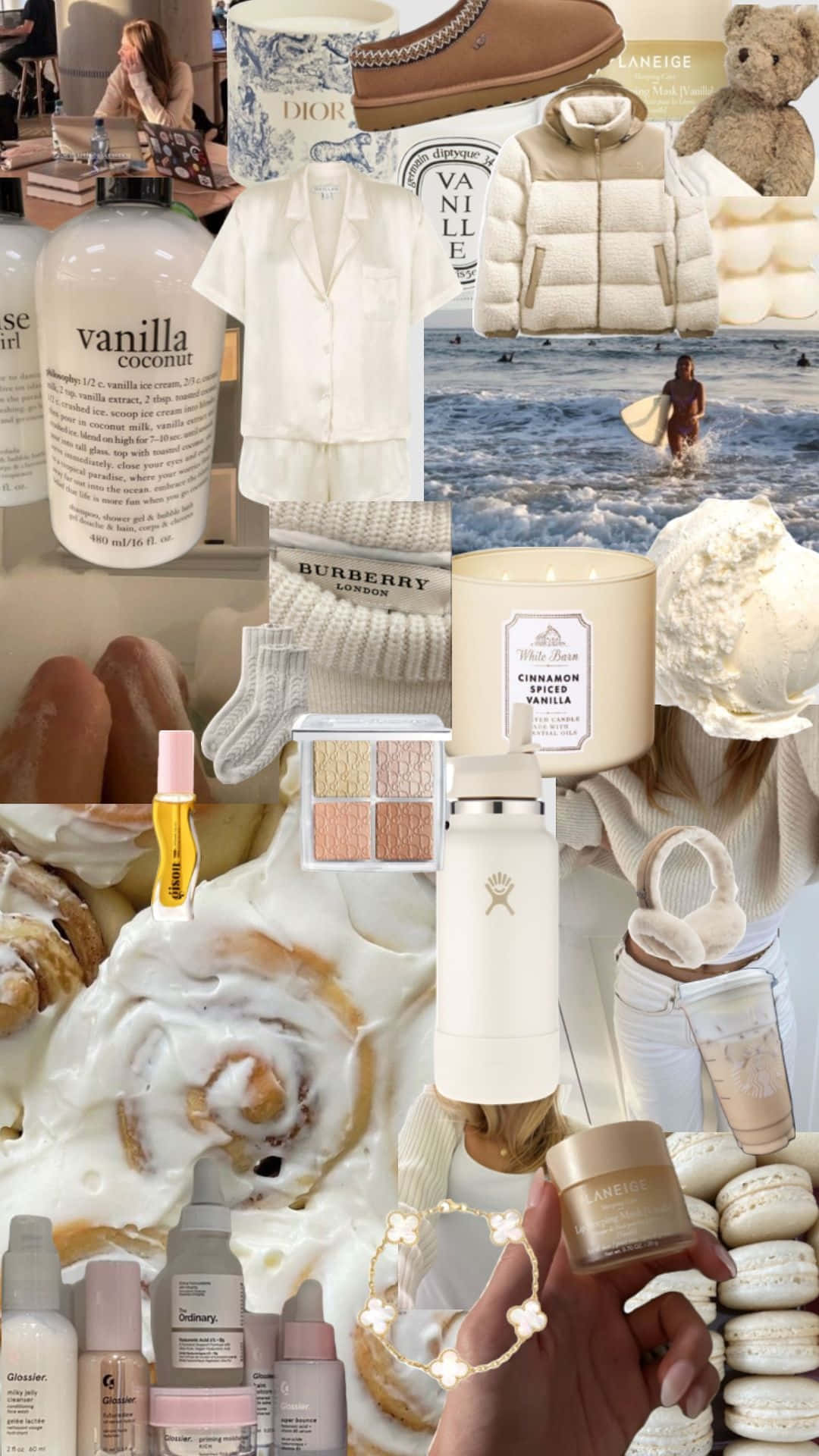 Vanilla Girl Aesthetic, vanilla-scented beauty products, pastel clothing, Full HD Phone Wallpaper
