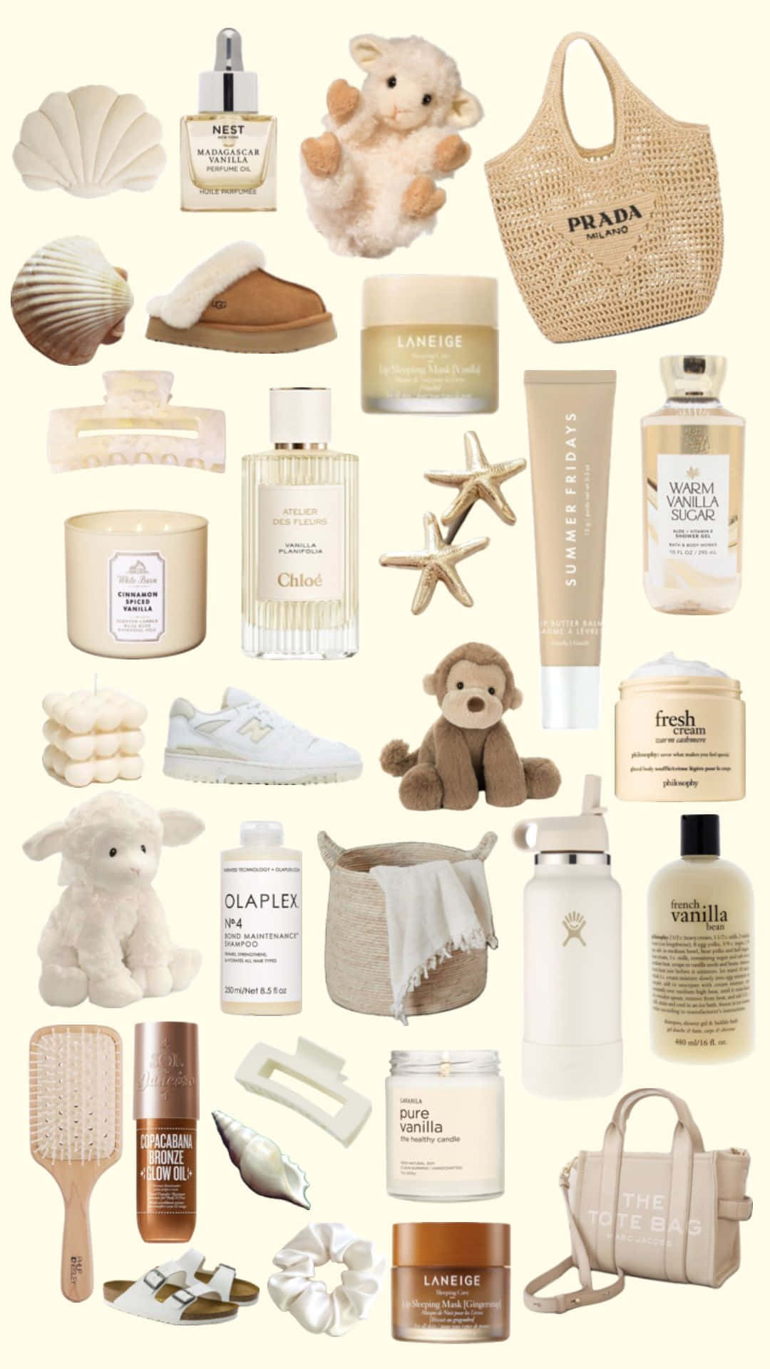 Vanilla Girl Aesthetic, beige-toned, luxury beauty products, Full HD Phone Wallpaper