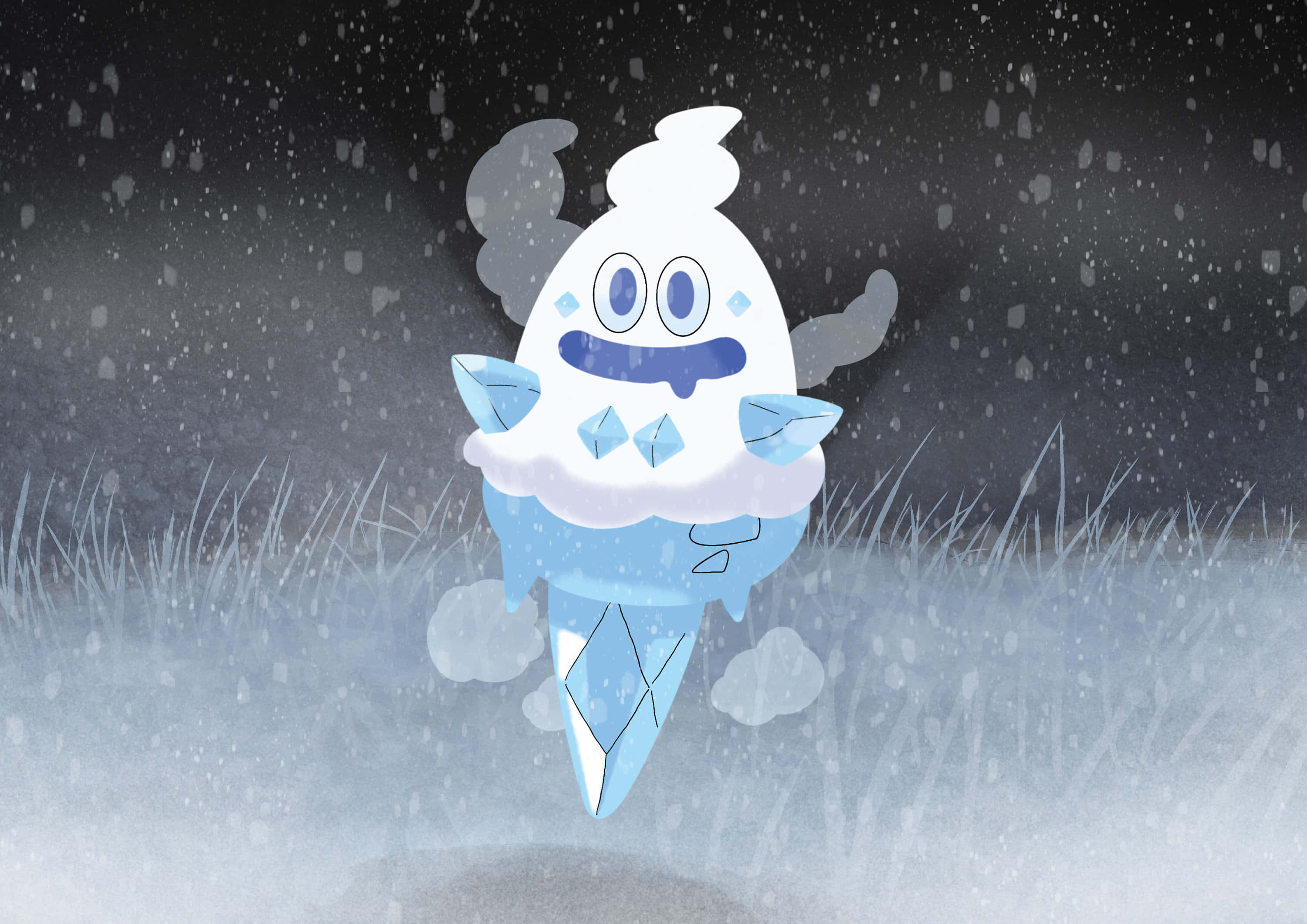 Vanillish, snowy grass, snowy field, 2K Desktop Wallpaper