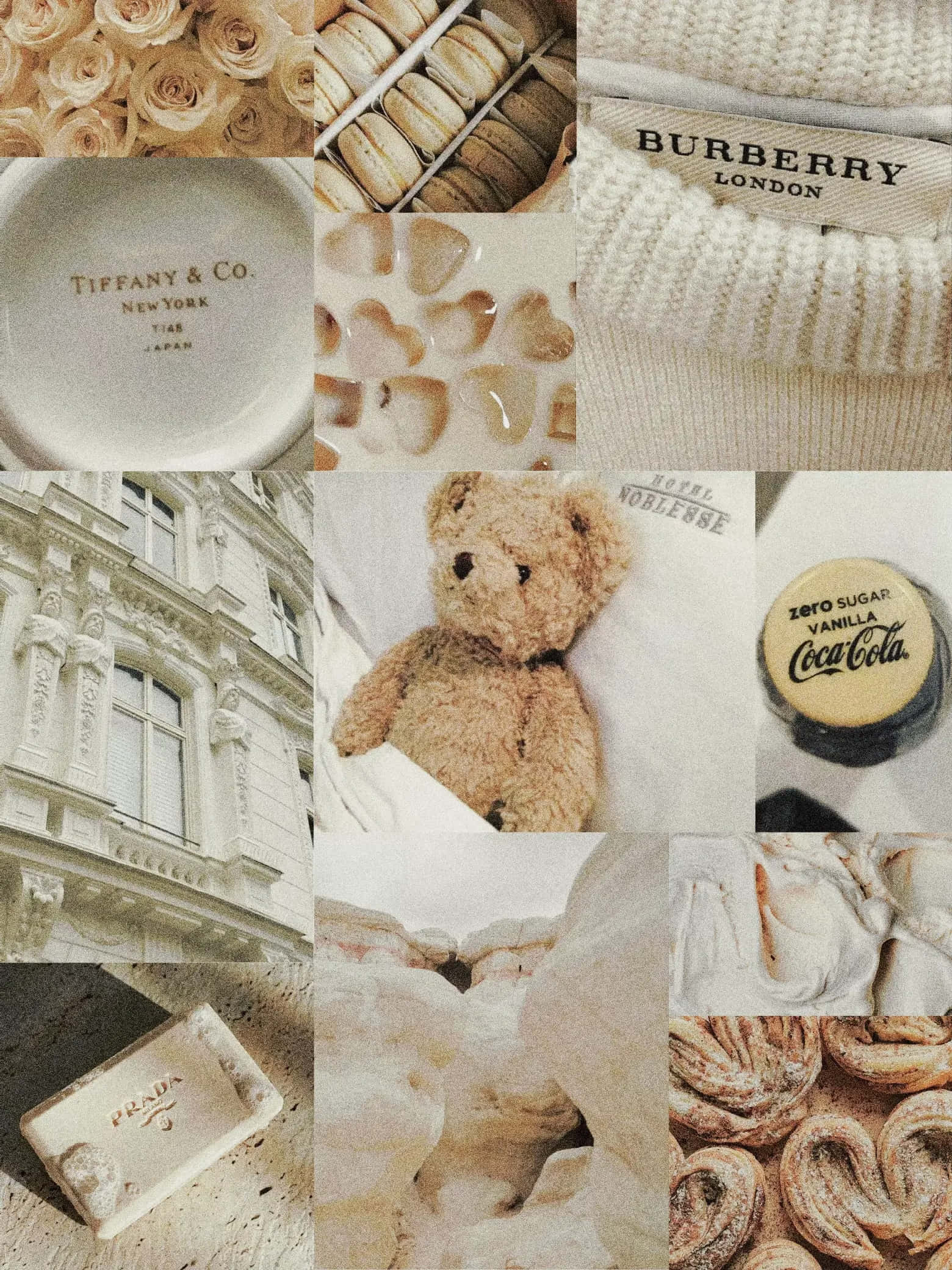 vanilla aesthetic, soft beige-toned, roses, Full HD Phone Wallpaper