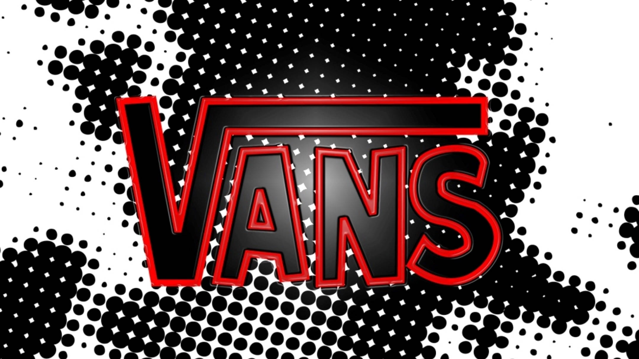 Vans Logo, leather design, black and white halftone background, Full HD Desktop Wallpaper