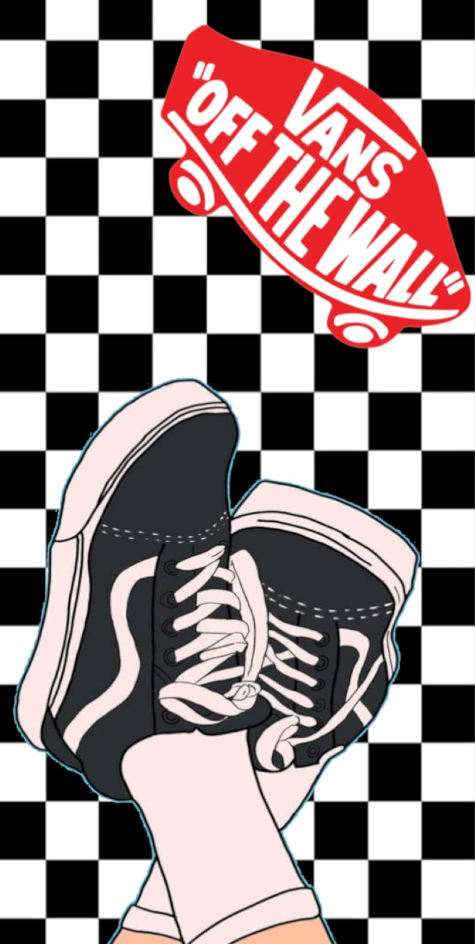 Vans, red Vans logo, black and white Vans sneakers, Full HD Phone Wallpaper