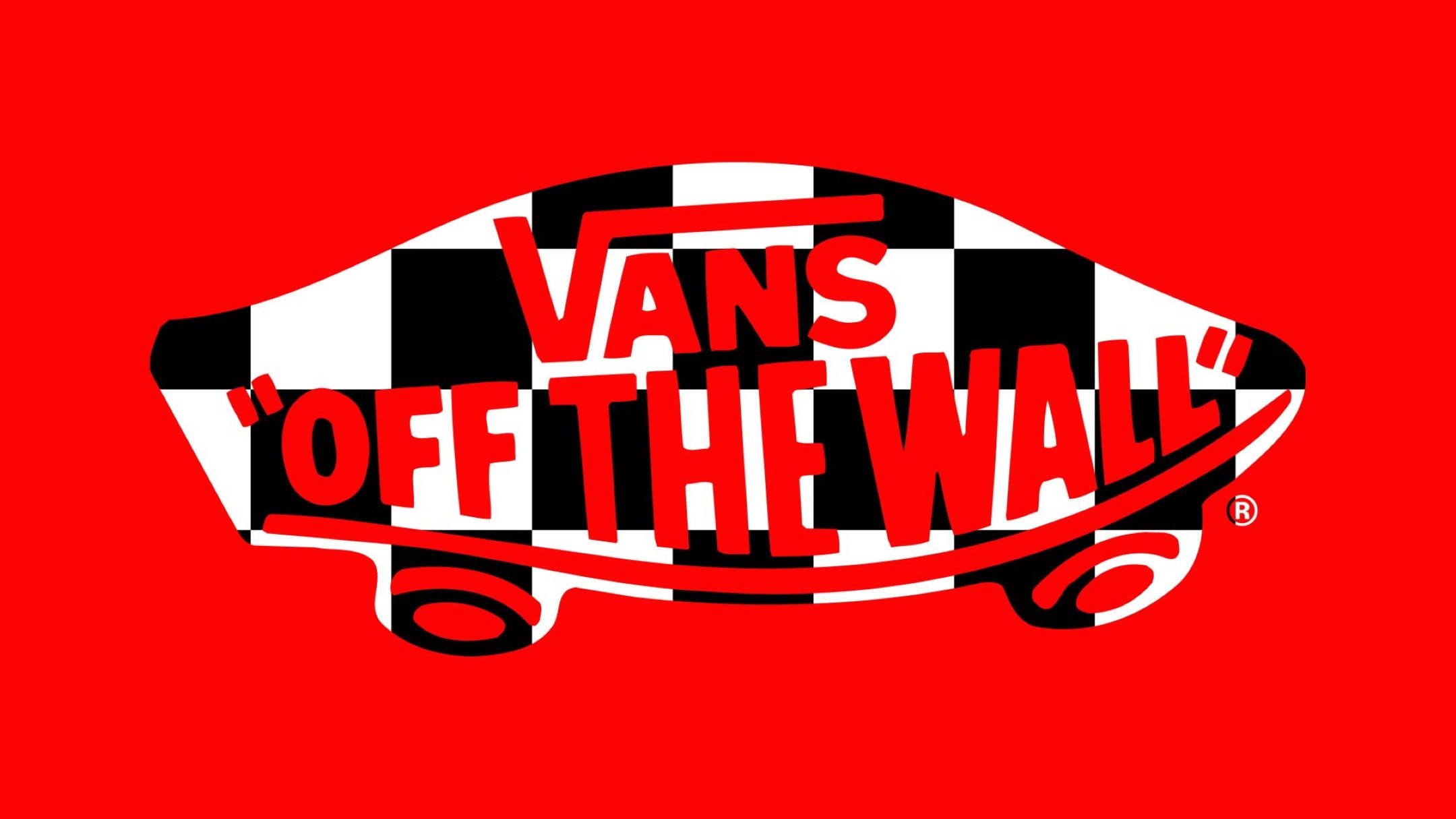 Vans logo, red checkered, skateboard silhouette, Full HD Desktop Wallpaper