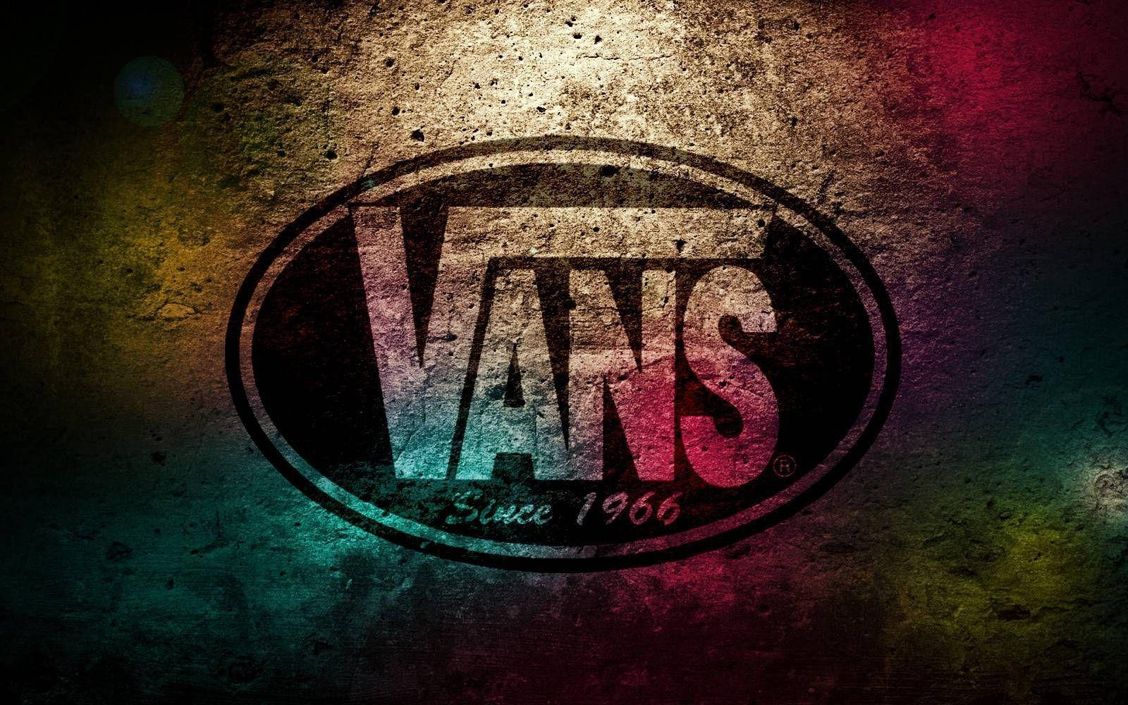 Vans Logo, distressed texture, vibrant rainbow gradient background, HD Desktop Wallpaper