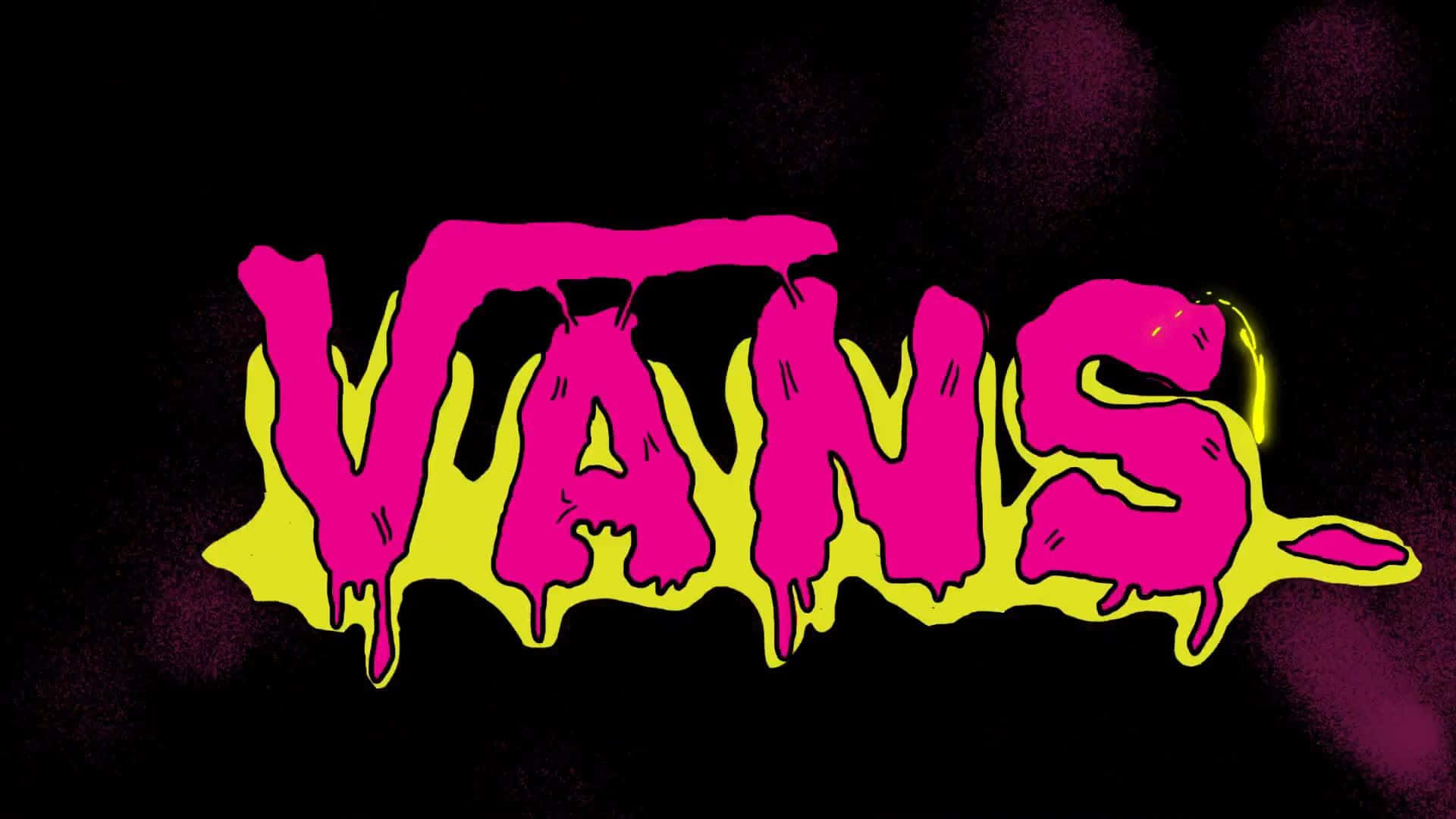 Vans Logo, dripping pink, yellow graffiti style, Full HD Desktop Wallpaper