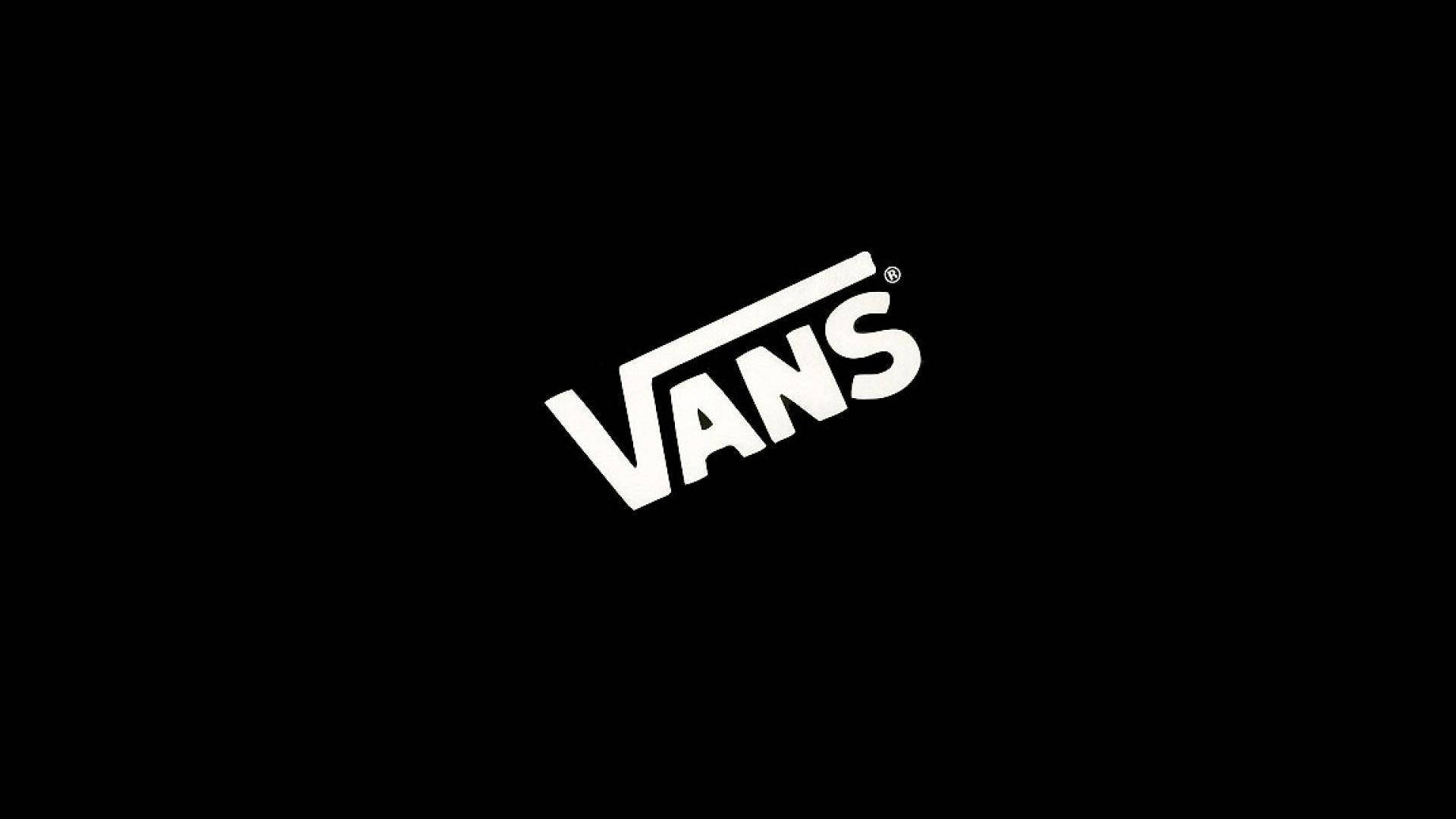 Vans Logo, white, black background, Full HD Desktop Wallpaper