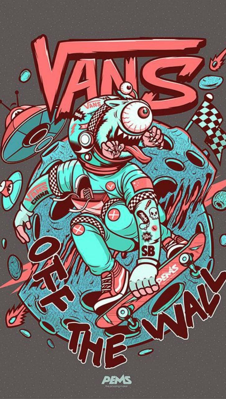 Vans Off The Wall, teal suit, red board, HD Phone Wallpaper