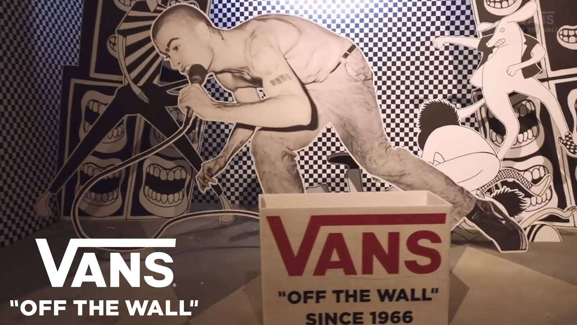 Vans Off The Wall 1966, black and white cutout, singer with a microphone, Full HD Desktop Wallpaper