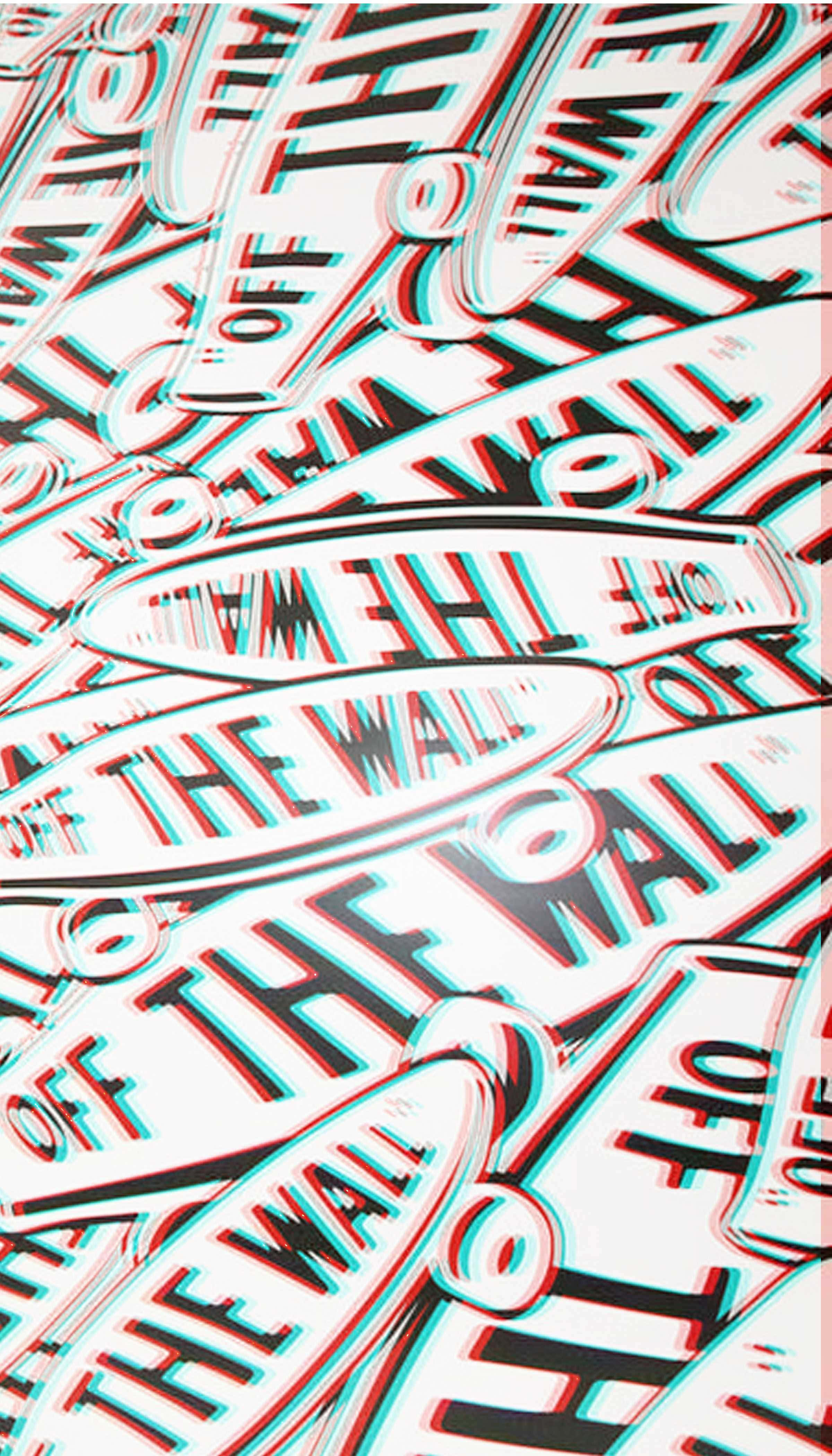 Vans Off The Wall, OFF THE WALL, red cyan anaglyph effect, 4K Phone Wallpaper
