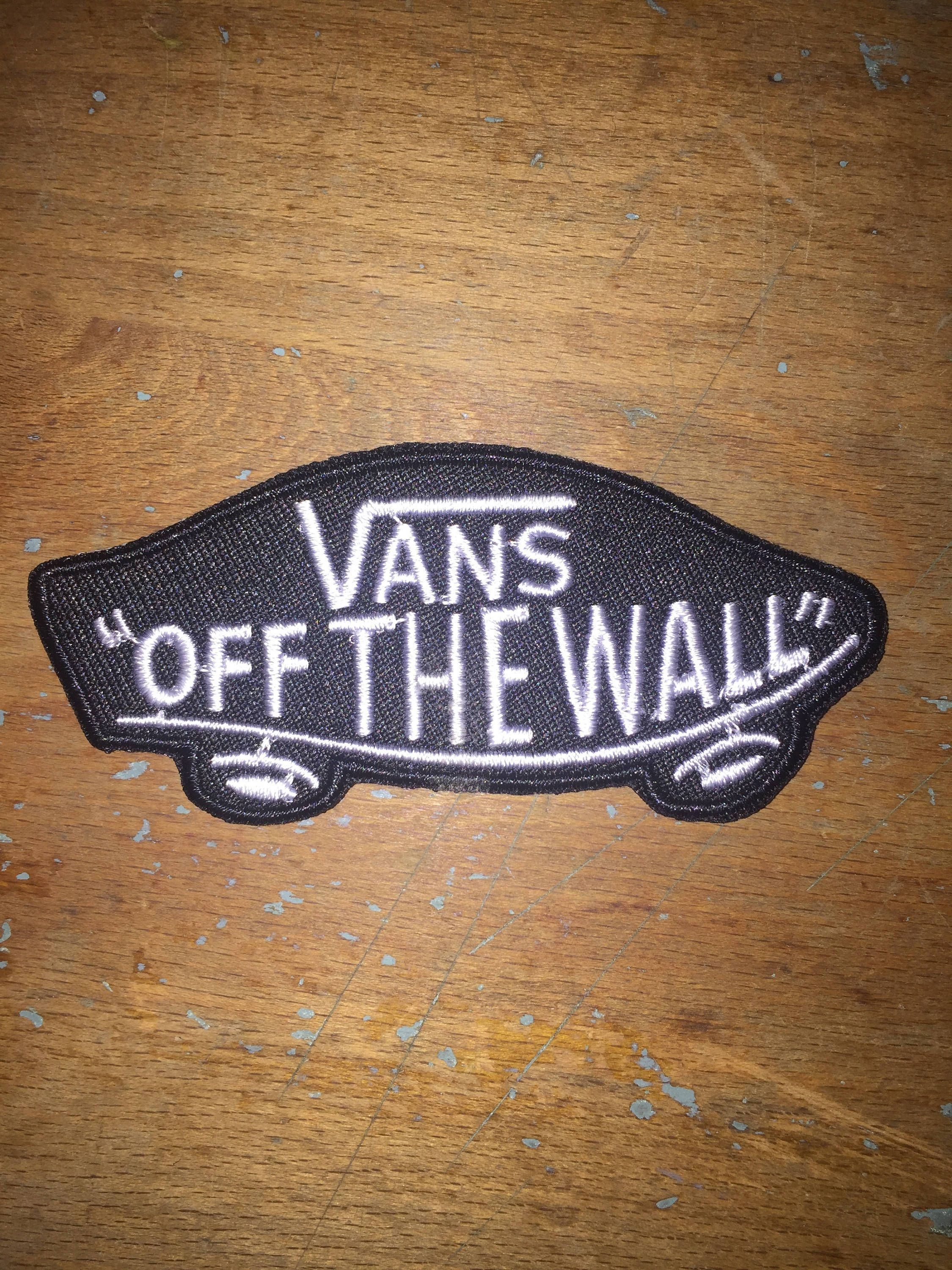 Vans Off The Wall, black and white, patch, 2K Phone Wallpaper