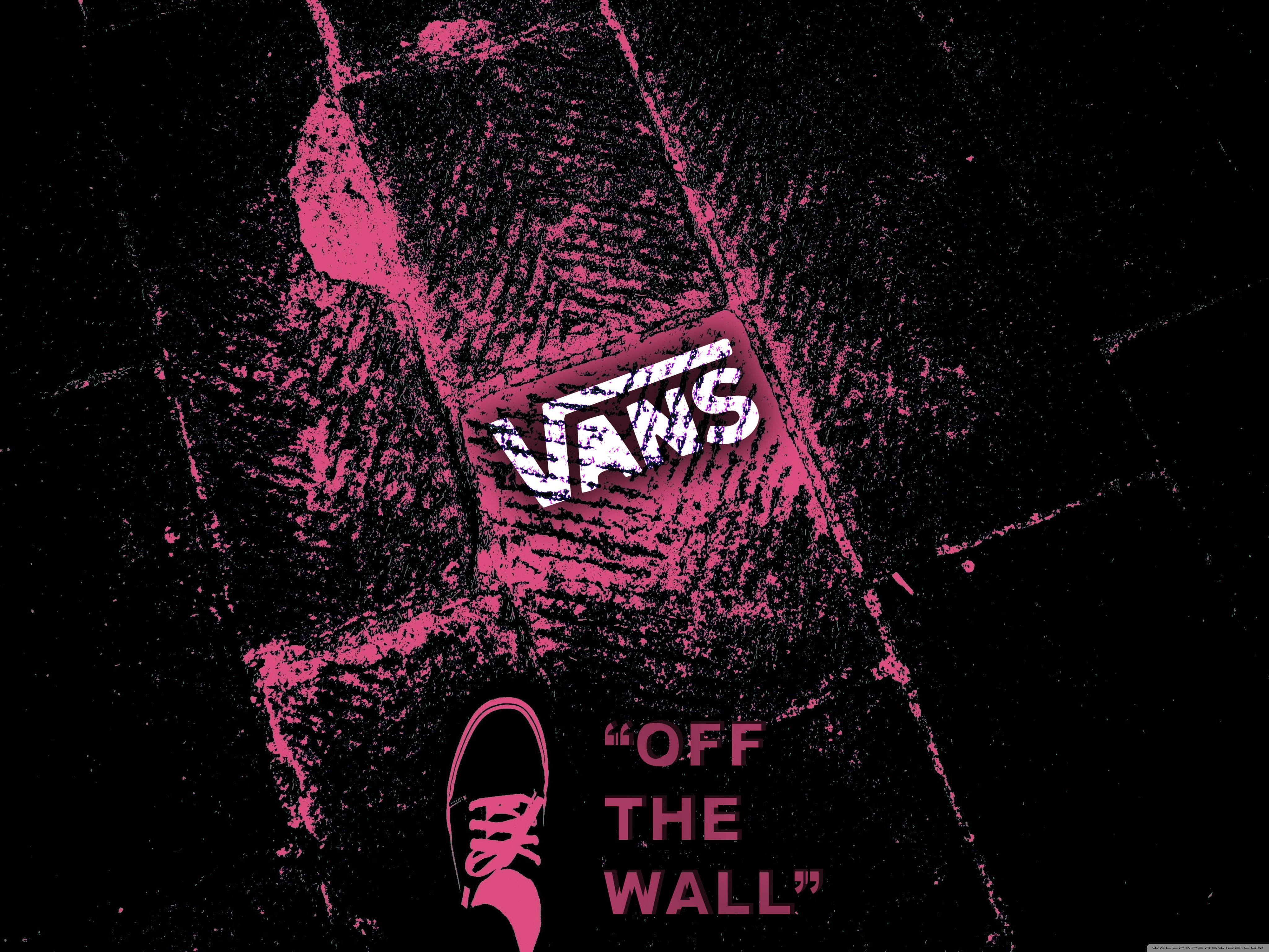 Vans Off The Wall, pink, black textured background, 4K Desktop Wallpaper