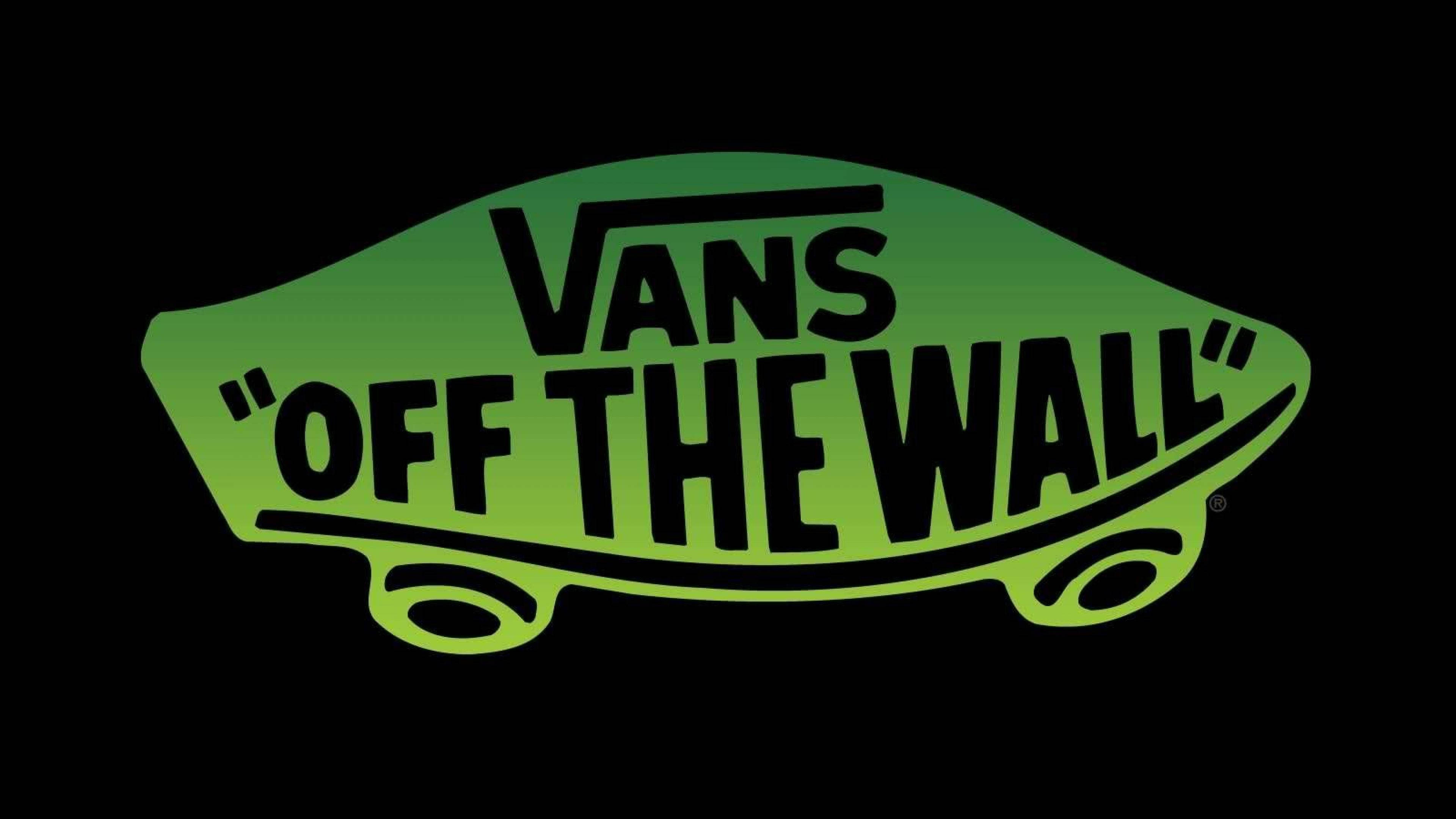 Vans Off The Wall, green gradient, skateboard-shaped logo, 4K Desktop Wallpaper