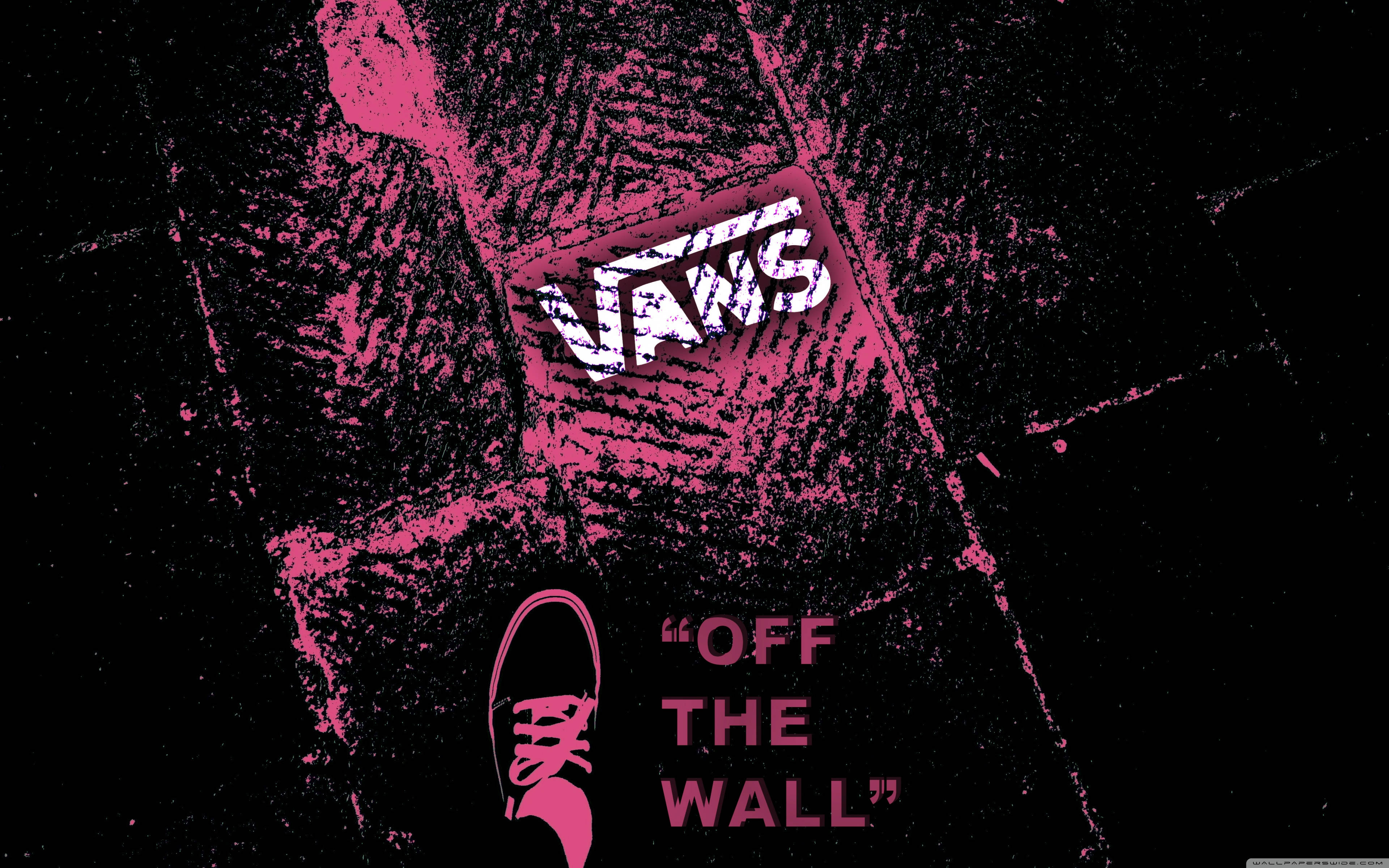 Vans Off The Wall, pink floor, Vans logo, 4K Desktop Wallpaper