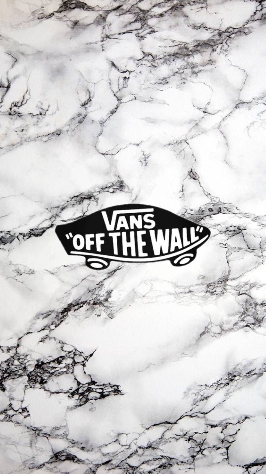 Vans Off The Wall, black and white, marble background, Full HD Phone Wallpaper
