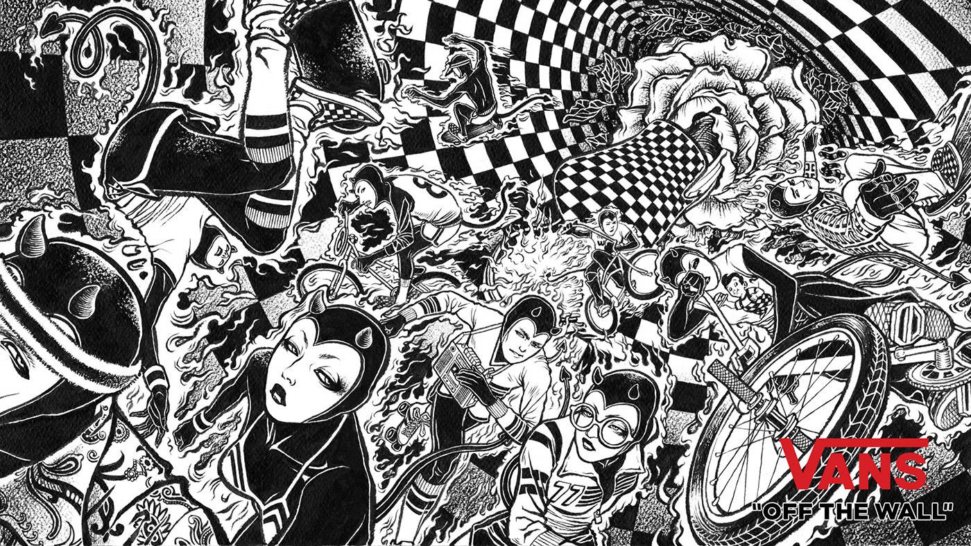 Vans Off The Wall, black and white, skateboarding, HD Desktop Wallpaper