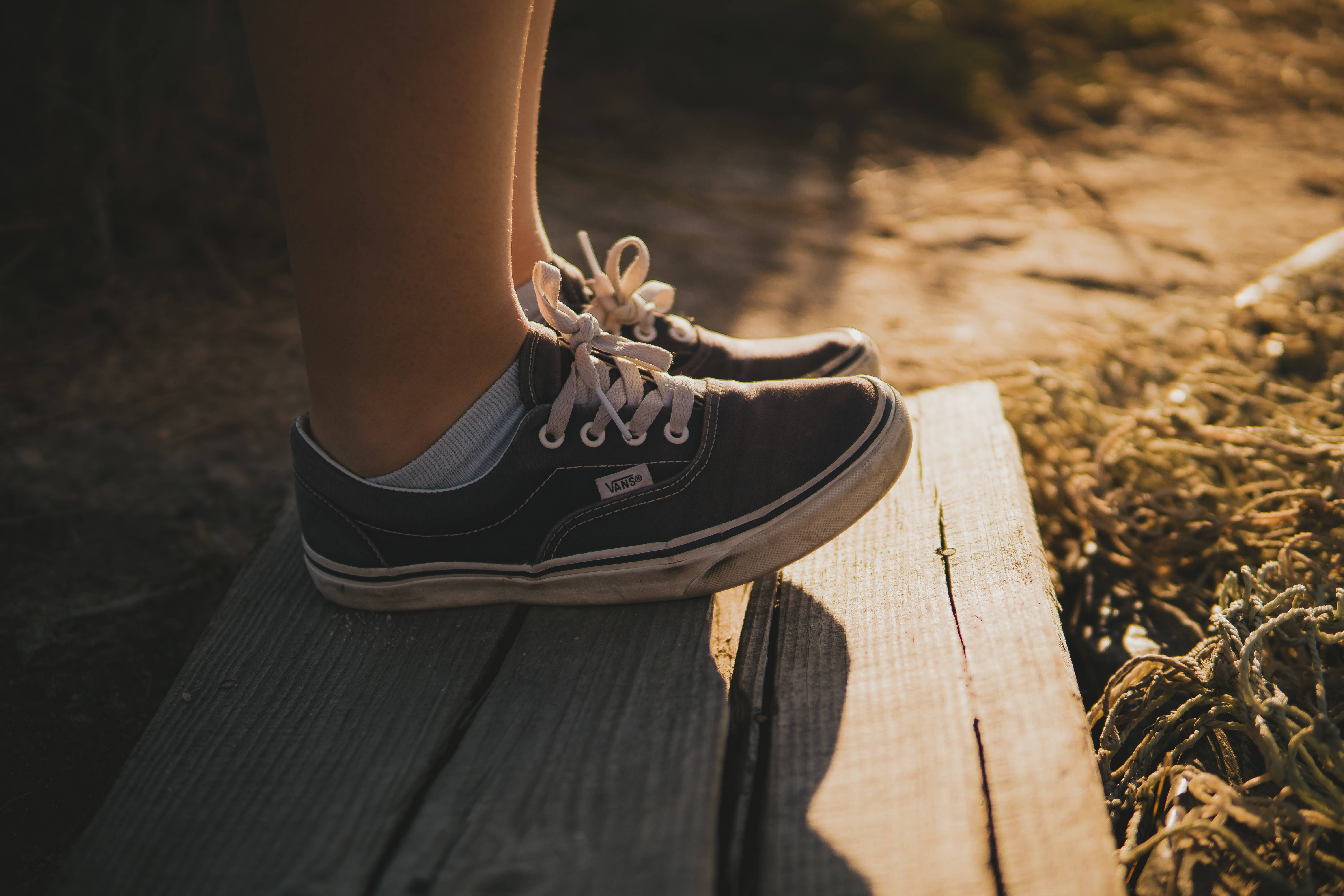 Vans, black, wood plank, 5K Desktop Wallpaper