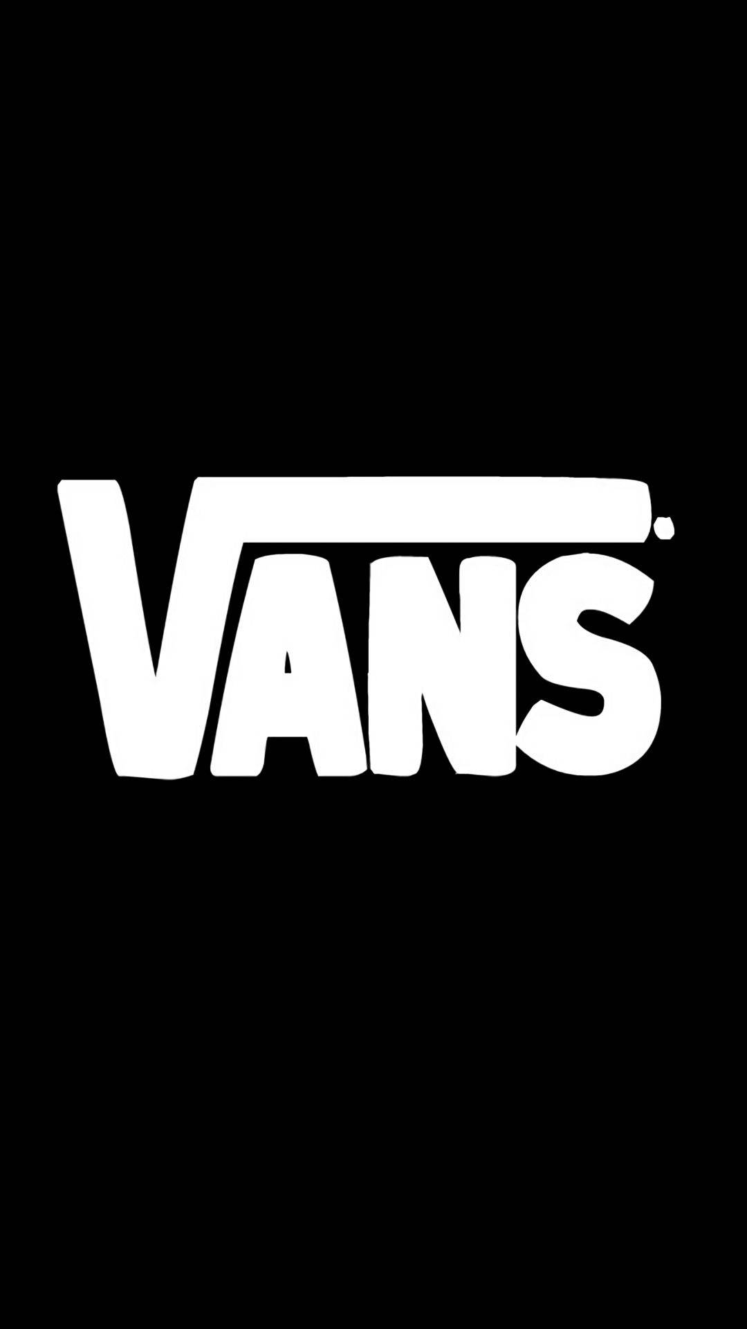 Vans, bold white Vans logo, solid black background, Full HD Phone Wallpaper