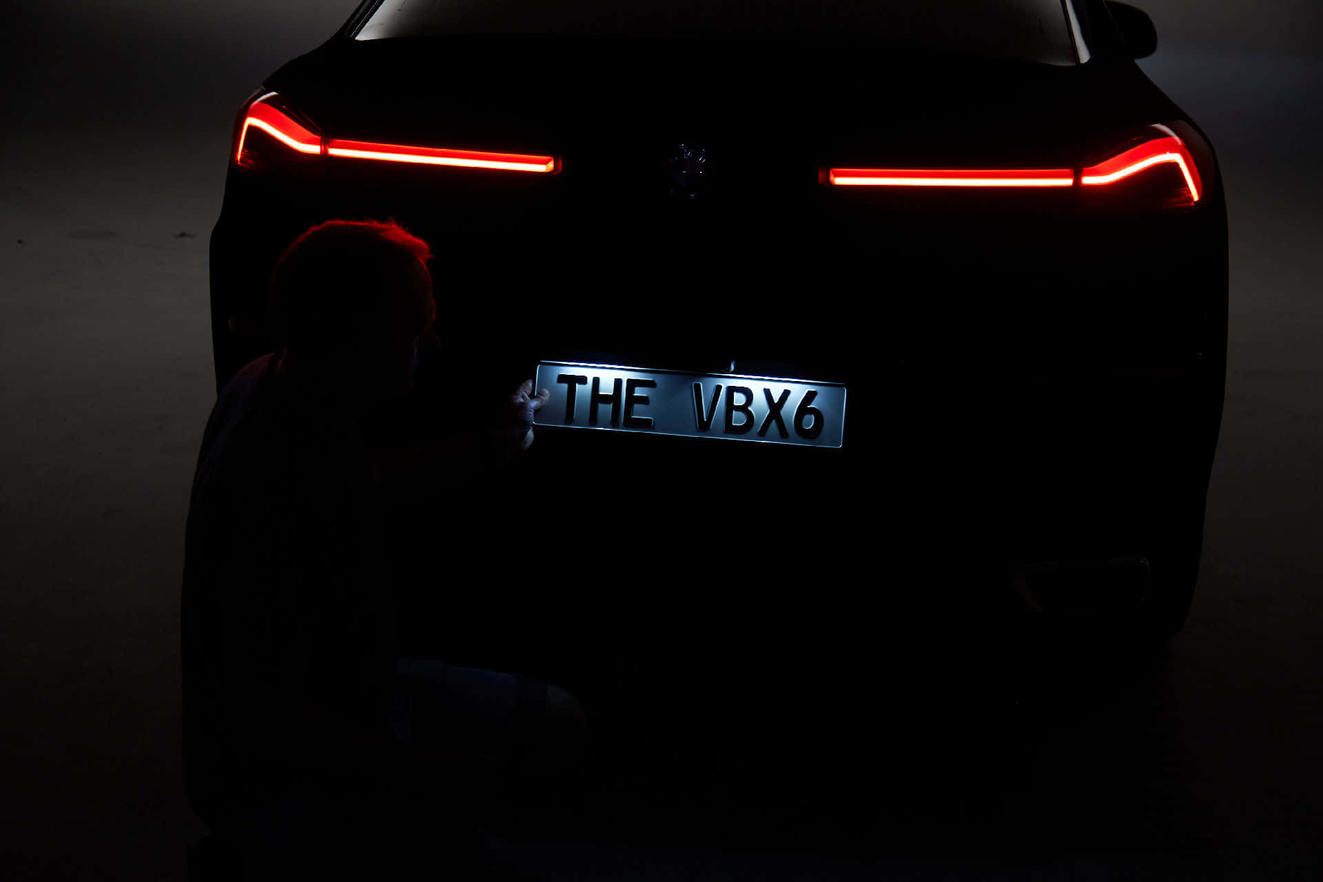 Vantablack, black car, glowing red taillights, Full HD Desktop Wallpaper
