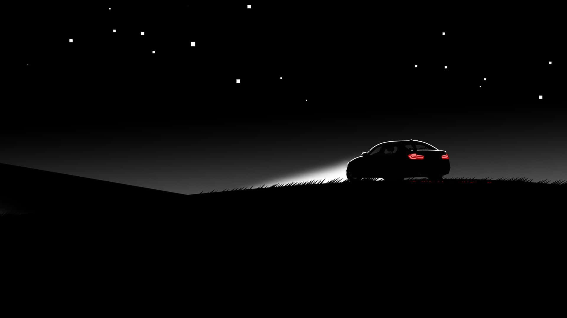 Vantablack, starry night sky, car's headlights, Full HD Desktop Wallpaper