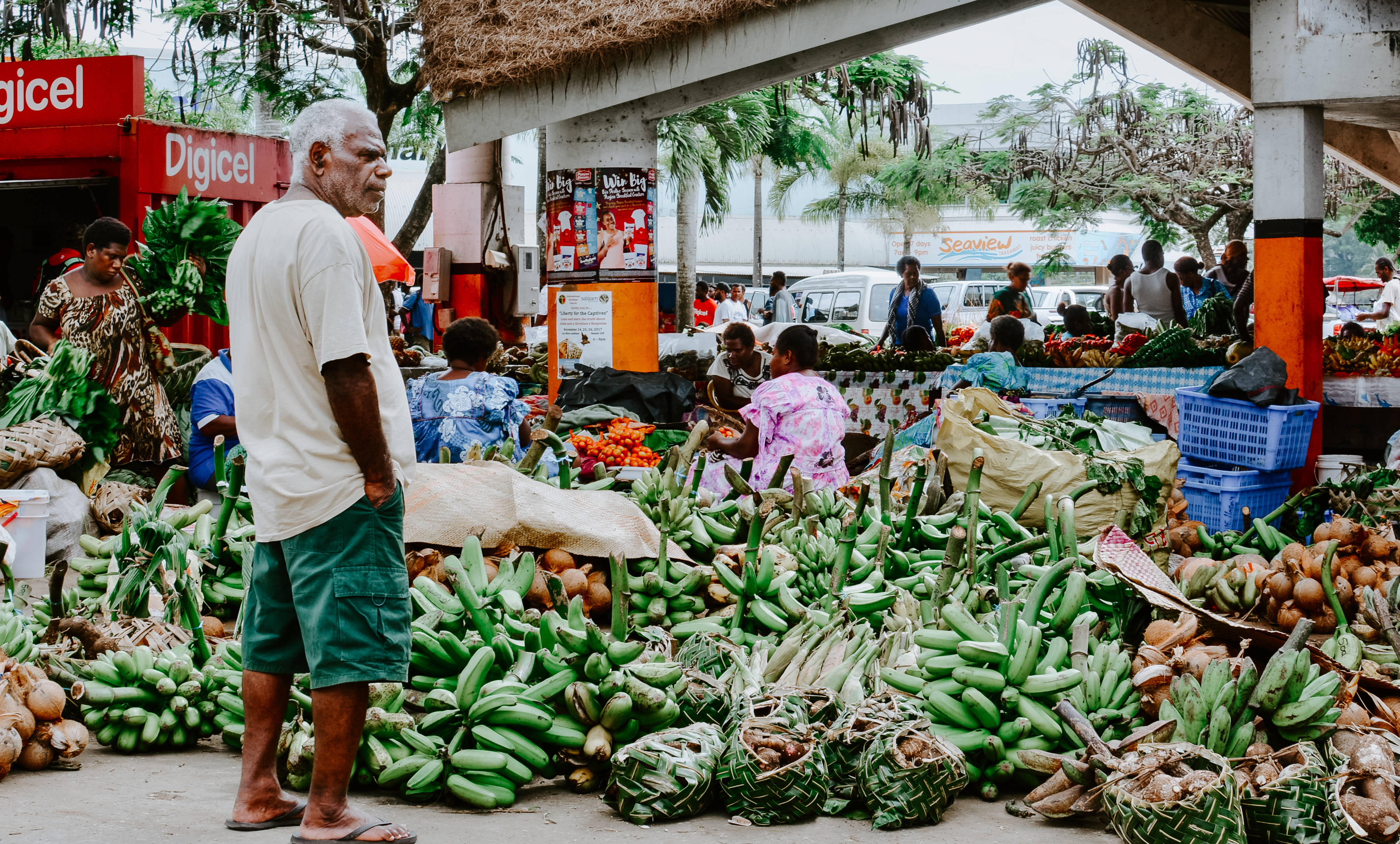 Vanuatu, fresh bananas, tropical market stall, 4K Desktop Wallpaper