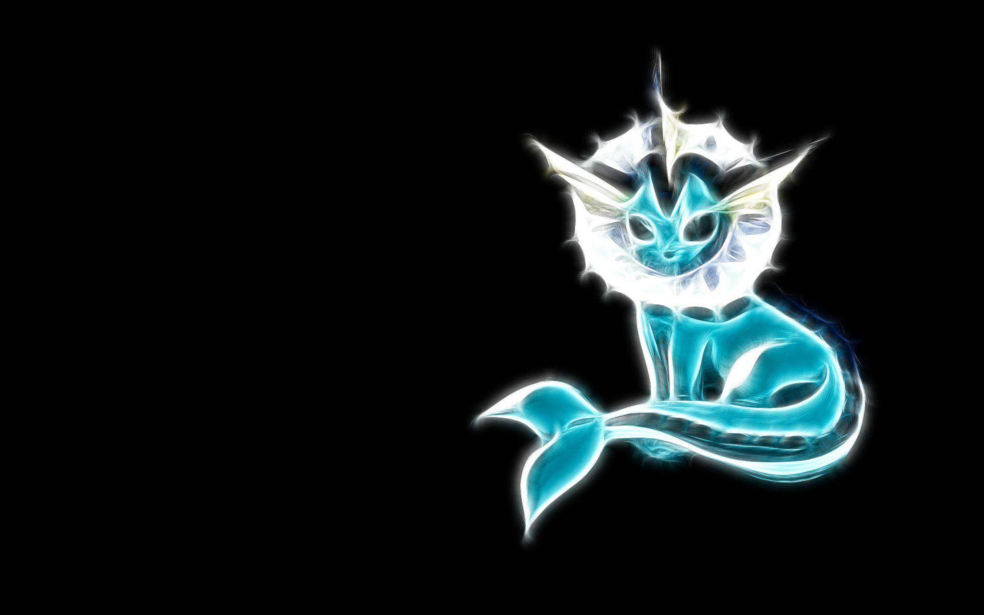 Vaporeon, minimalist, glowing blue, Full HD Desktop Wallpaper