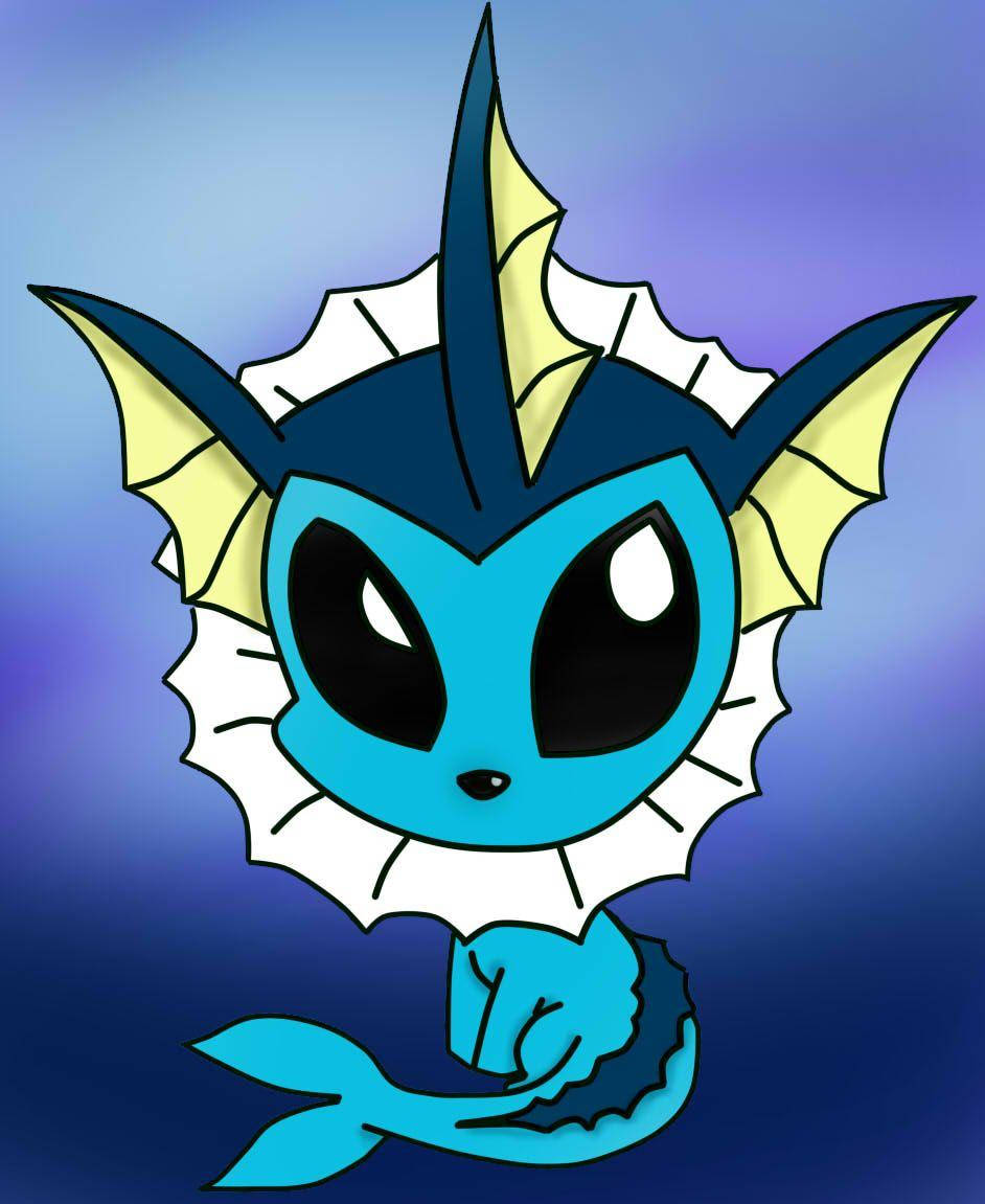 Vaporeon, blue cartoon fish, yellow fins, SD Phone Wallpaper