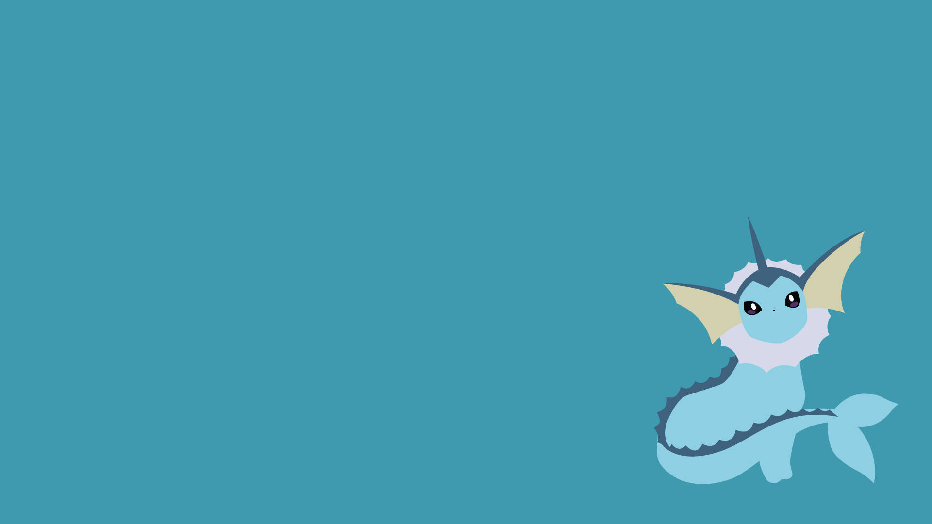 Vaporeon, teal green, yellow fins, Full HD Desktop Wallpaper
