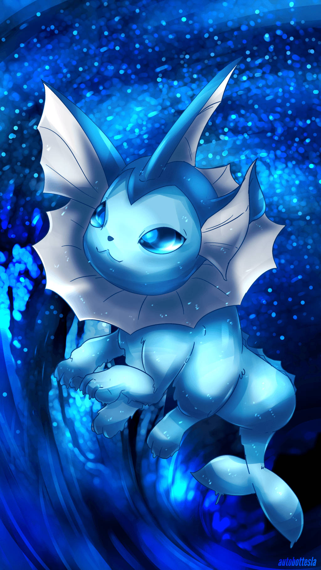 Vaporeon, blue aesthetic, glowing blue, HD Phone Wallpaper