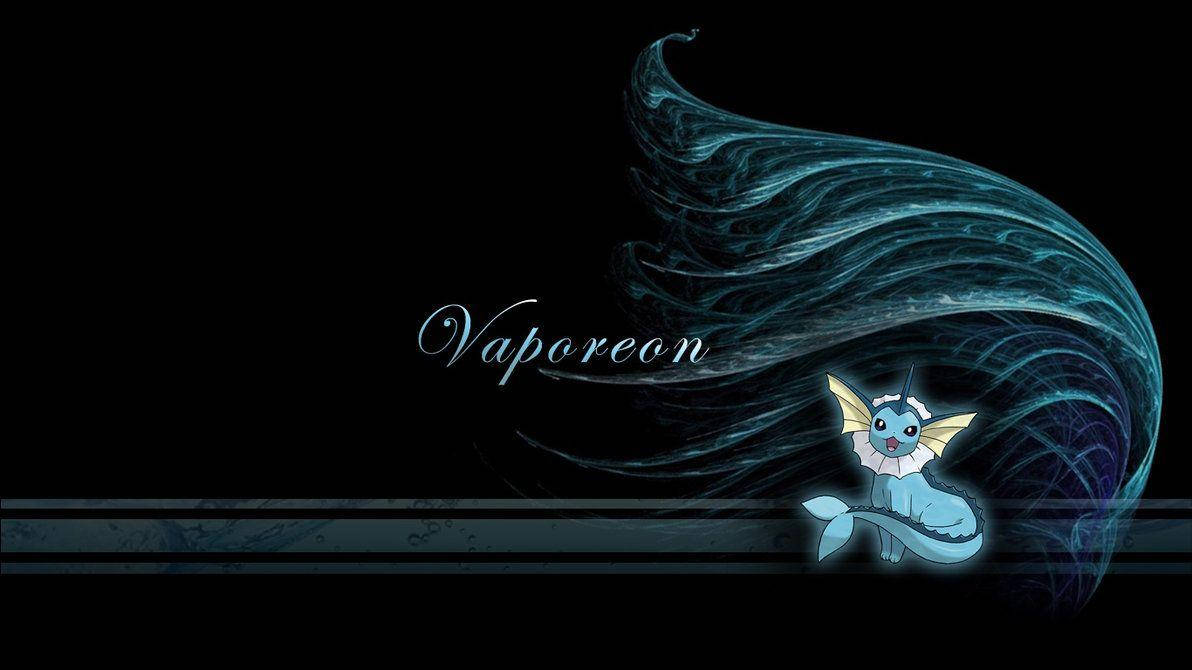 Vaporeon, glowing blue, swirling teal energy wave, SD Desktop Wallpaper