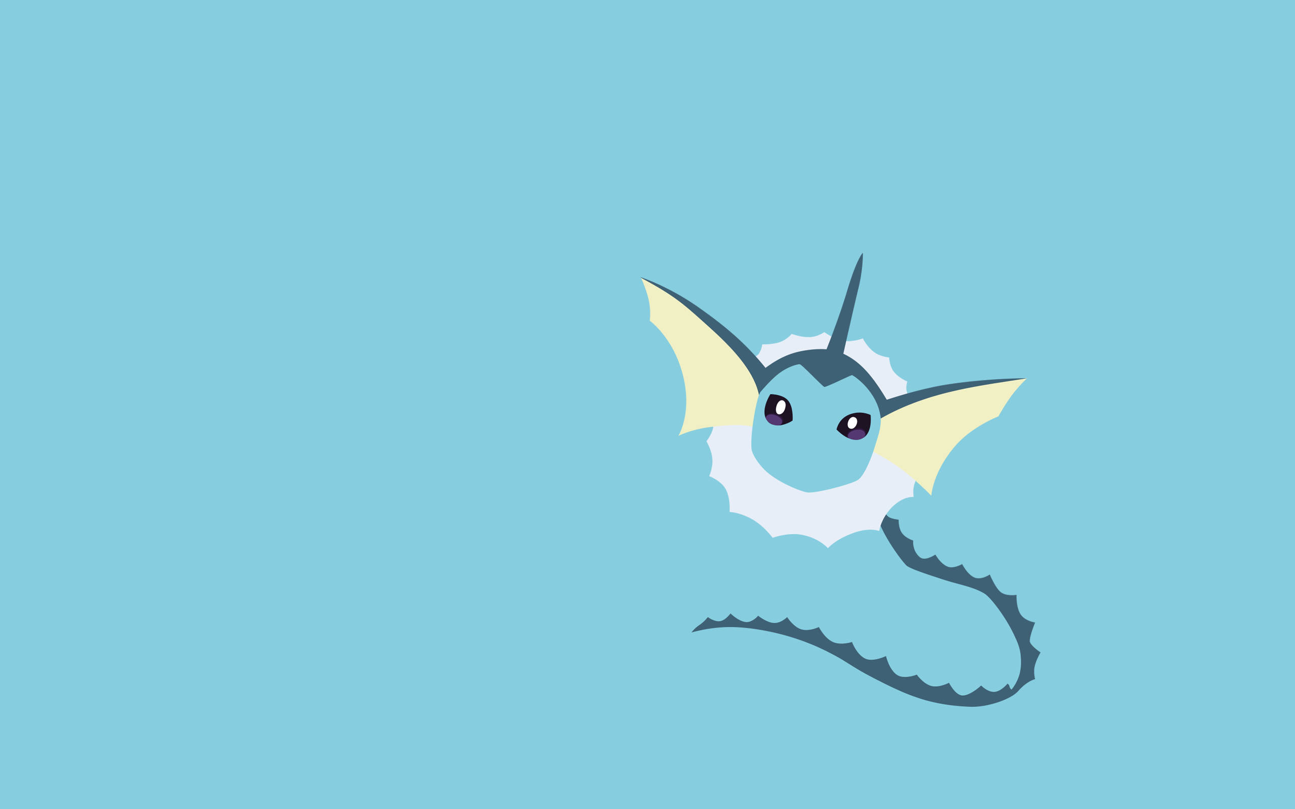Vaporeon, yellow fins, spiky tail, 2K Desktop Wallpaper