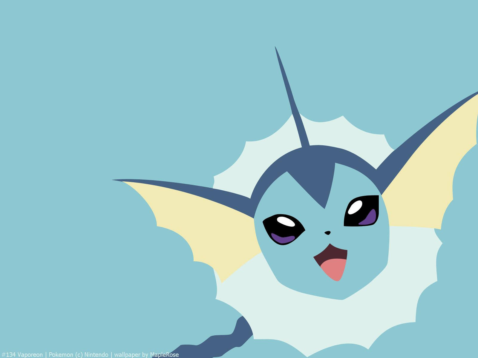 Vaporeon, plain teal, yellow fins, HD Desktop Wallpaper