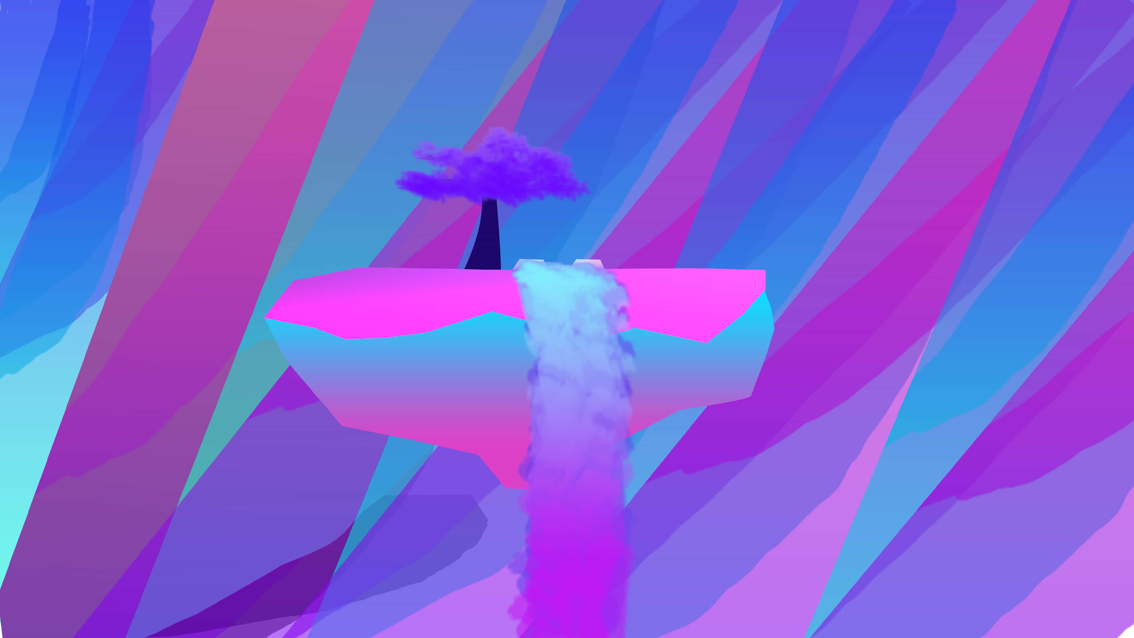 vaporwave aesthetic, floating island, purple tree, 4K Desktop Wallpaper