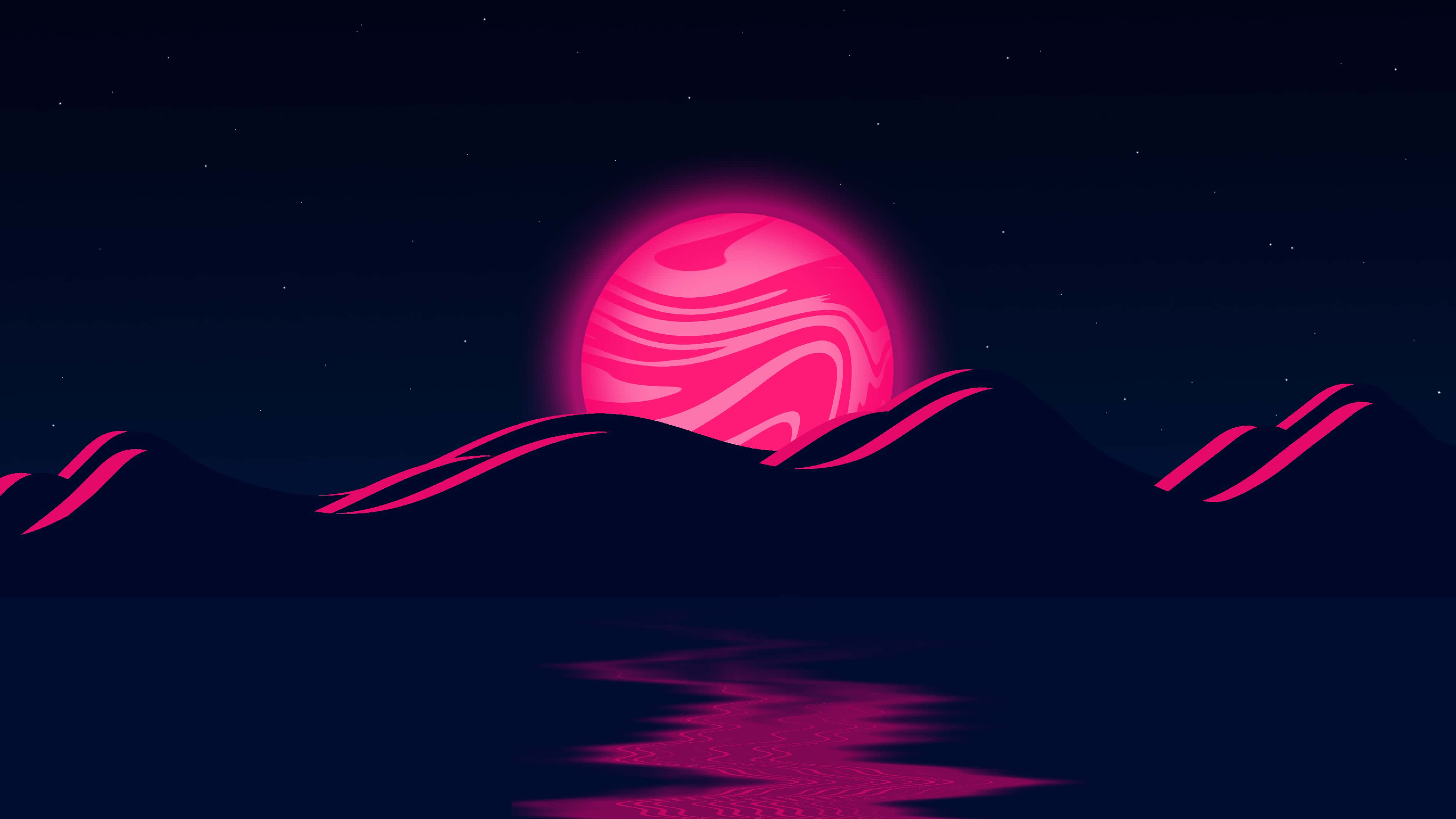 Vaporwave, sunset, digital waves, 4K Desktop Wallpaper