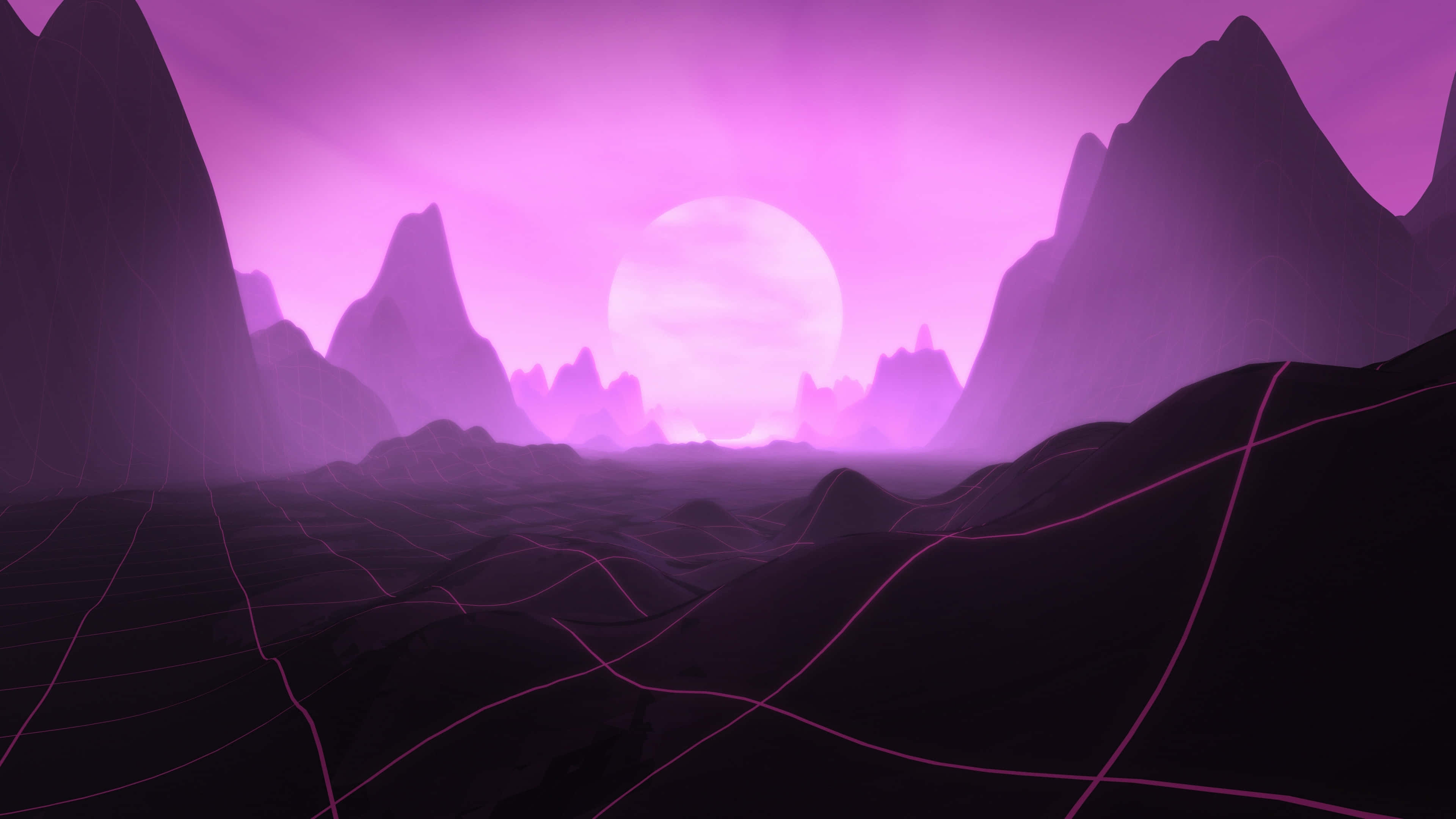 Vaporwave, 4K Ultra HD, purple alien landscape, 4K Desktop Wallpaper