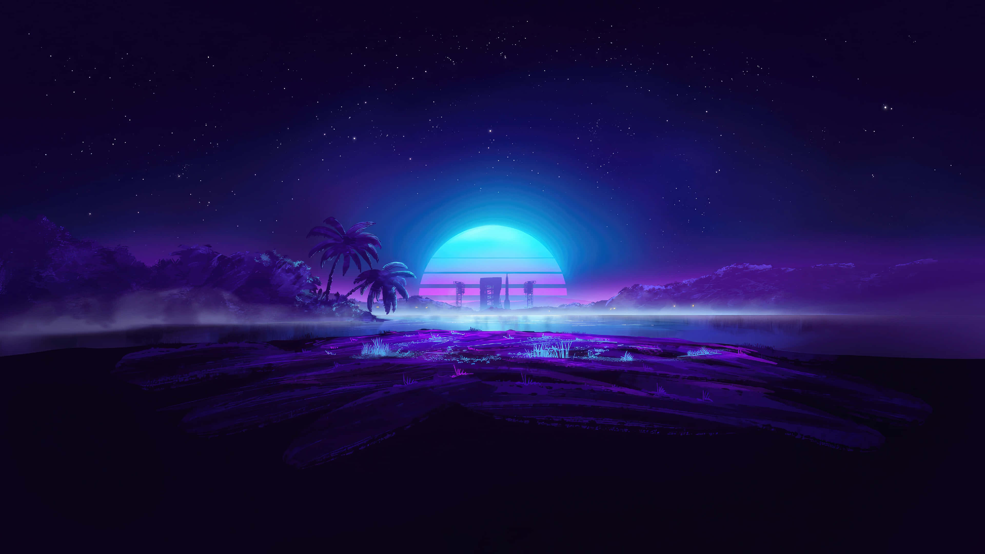 Vaporwave, Sunset, 4K Ultra HD, 4K Desktop Wallpaper
