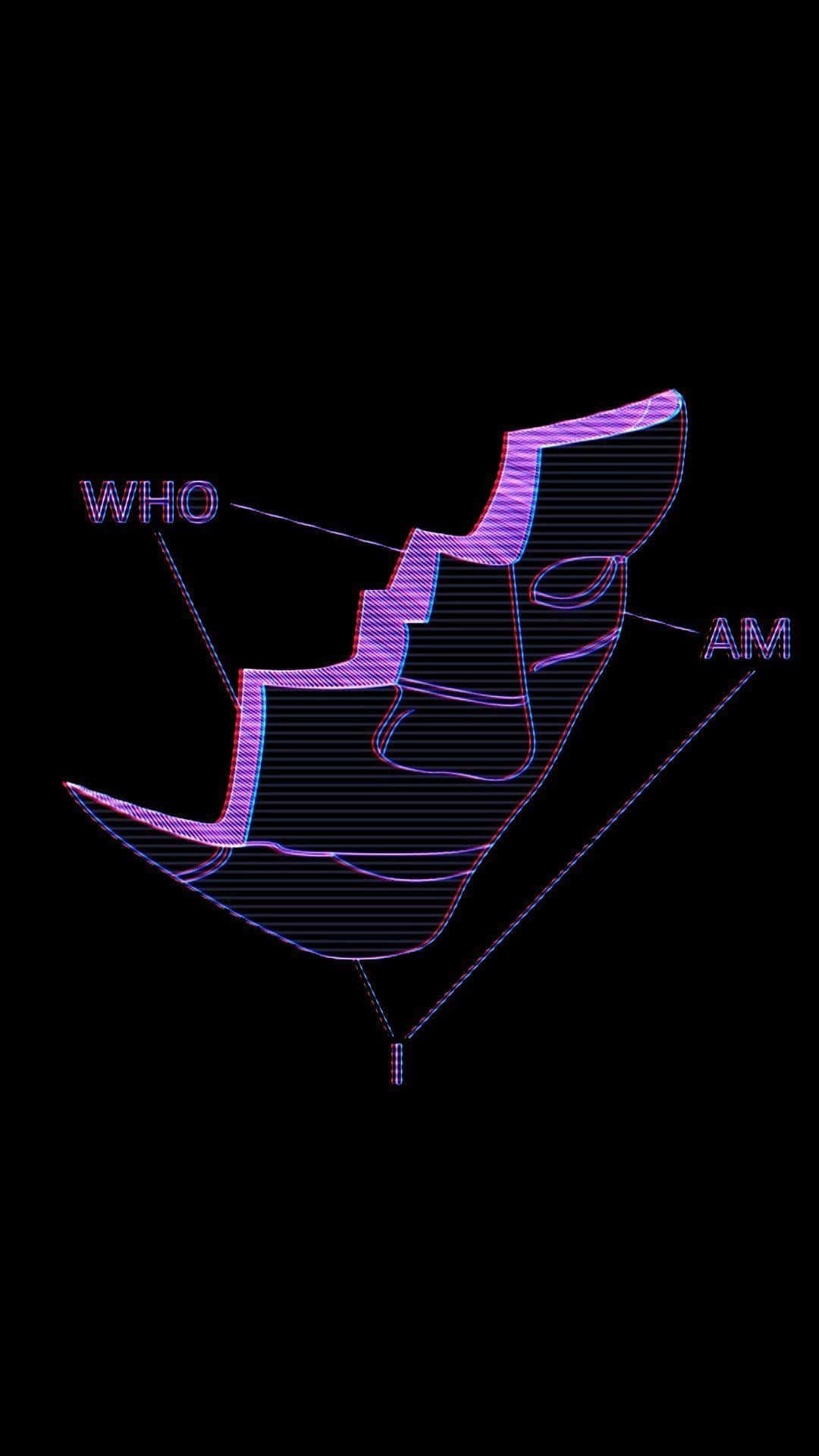 Vaporwave iPhone, glowing purple and blue neon outline, face, Full HD Phone Wallpaper