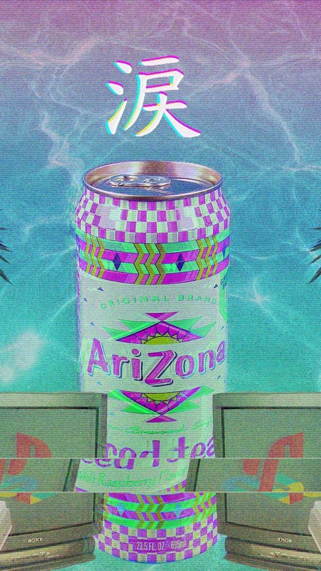 AriZona iced tea, glitchy pool, Japanese kanji, Full HD Phone Wallpaper