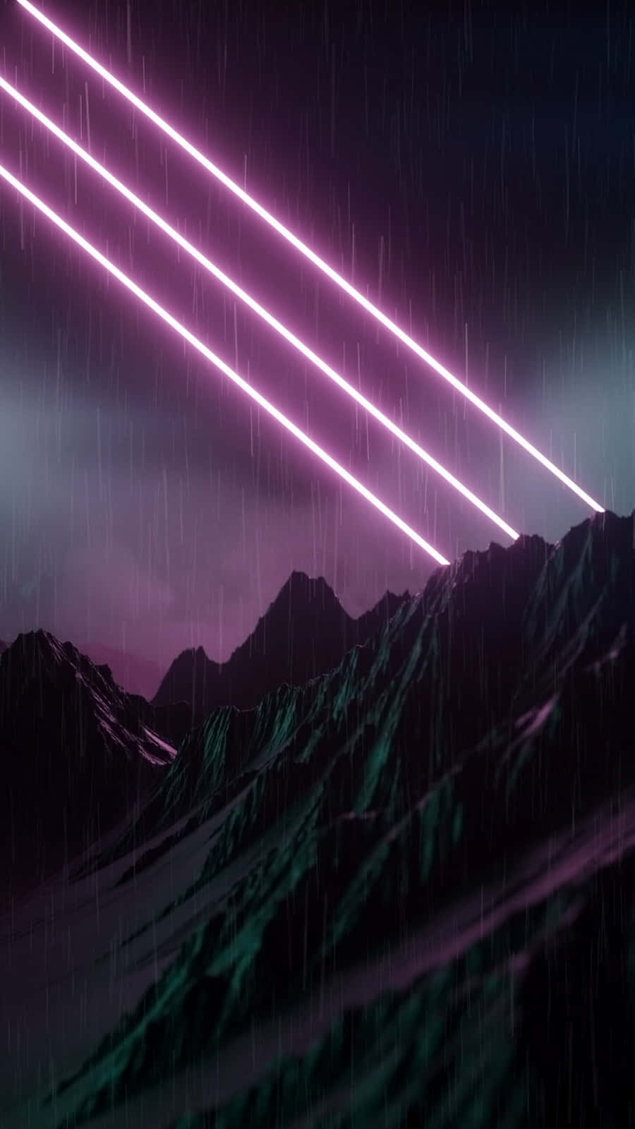 Vaporwave iPhone, purple neon beams, rainy night sky, HD Phone Wallpaper