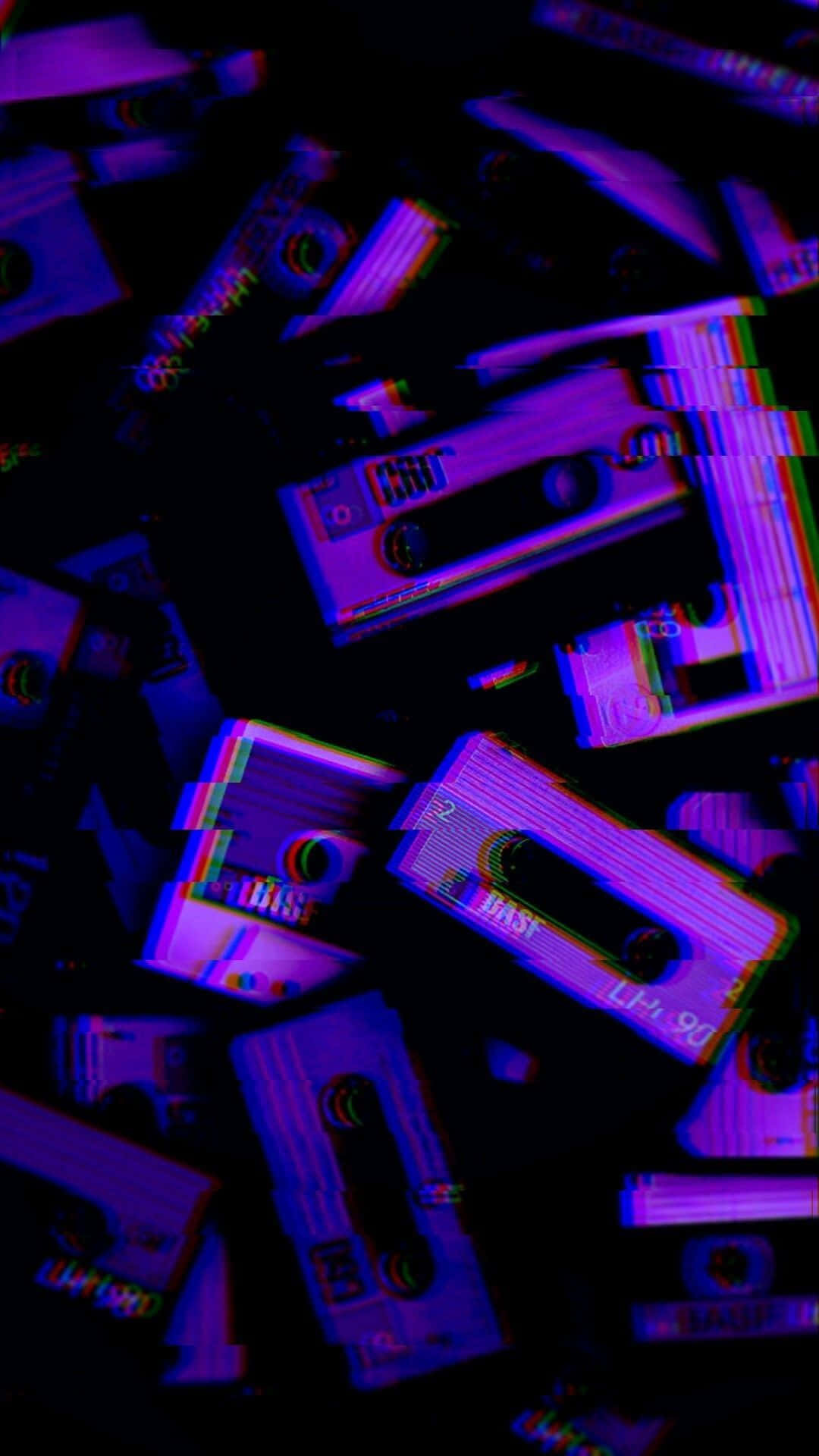 Vaporwave iPhone, cassette tapes, purple, Full HD Phone Wallpaper