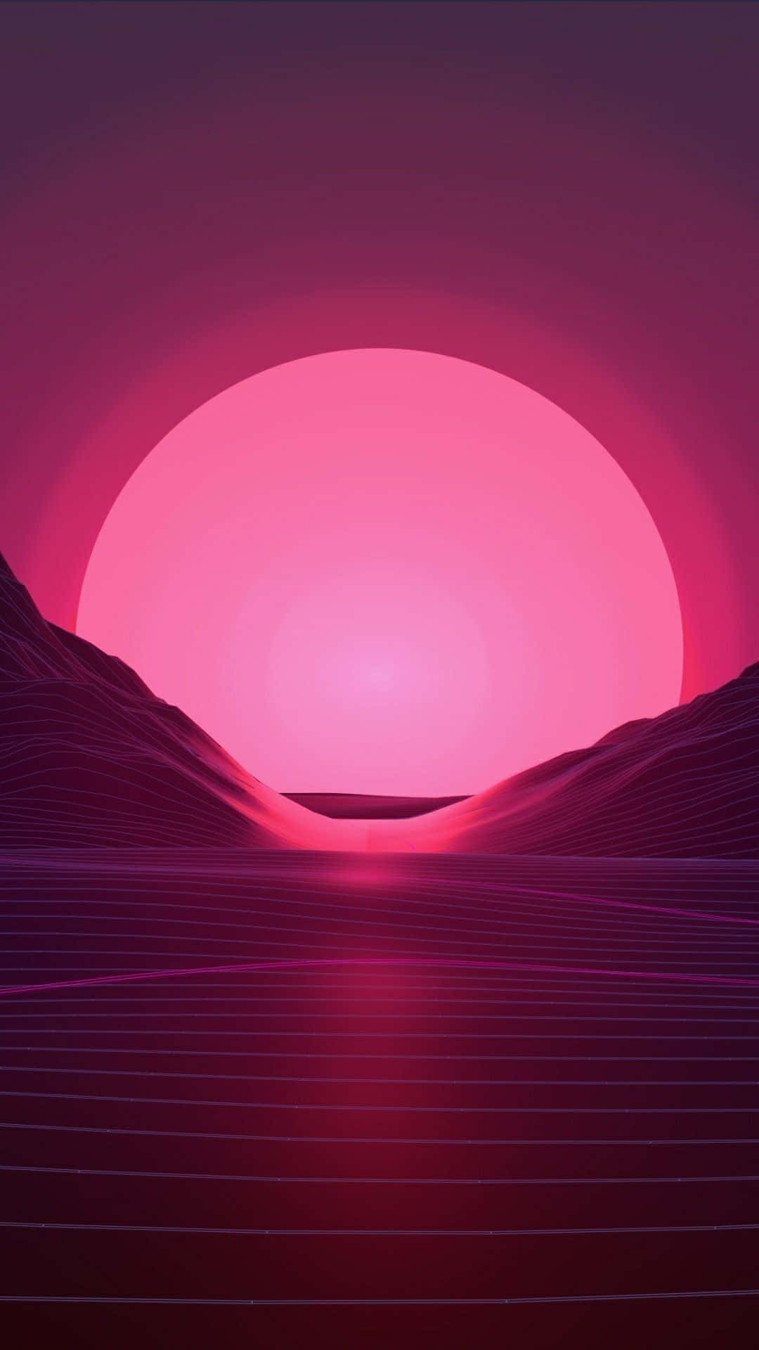 Vaporwave iPhone, Pink Sunrise, glowing pink sun, Full HD Phone Wallpaper