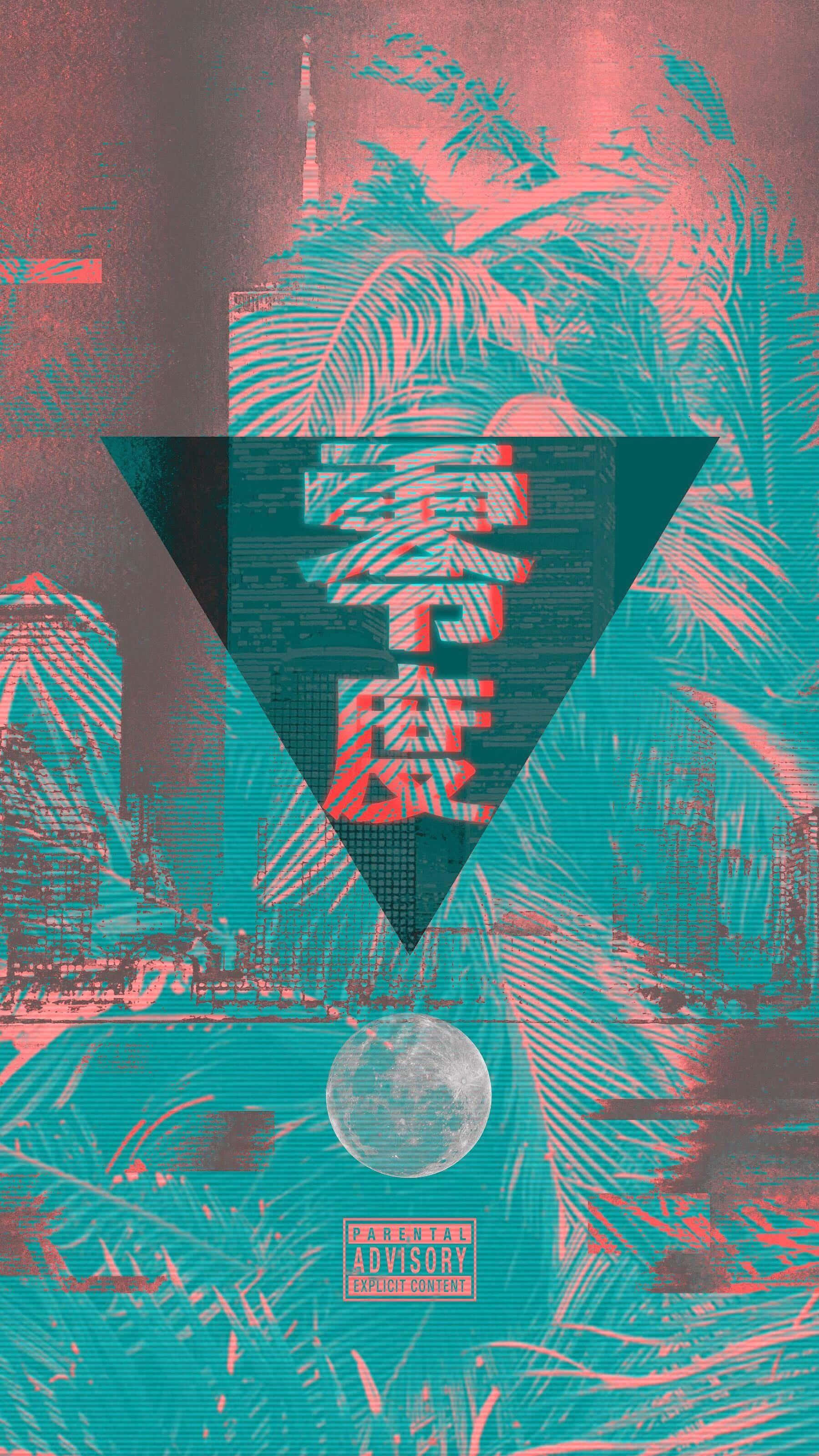 vaporwave iphone, teal, pink, 2K Phone Wallpaper