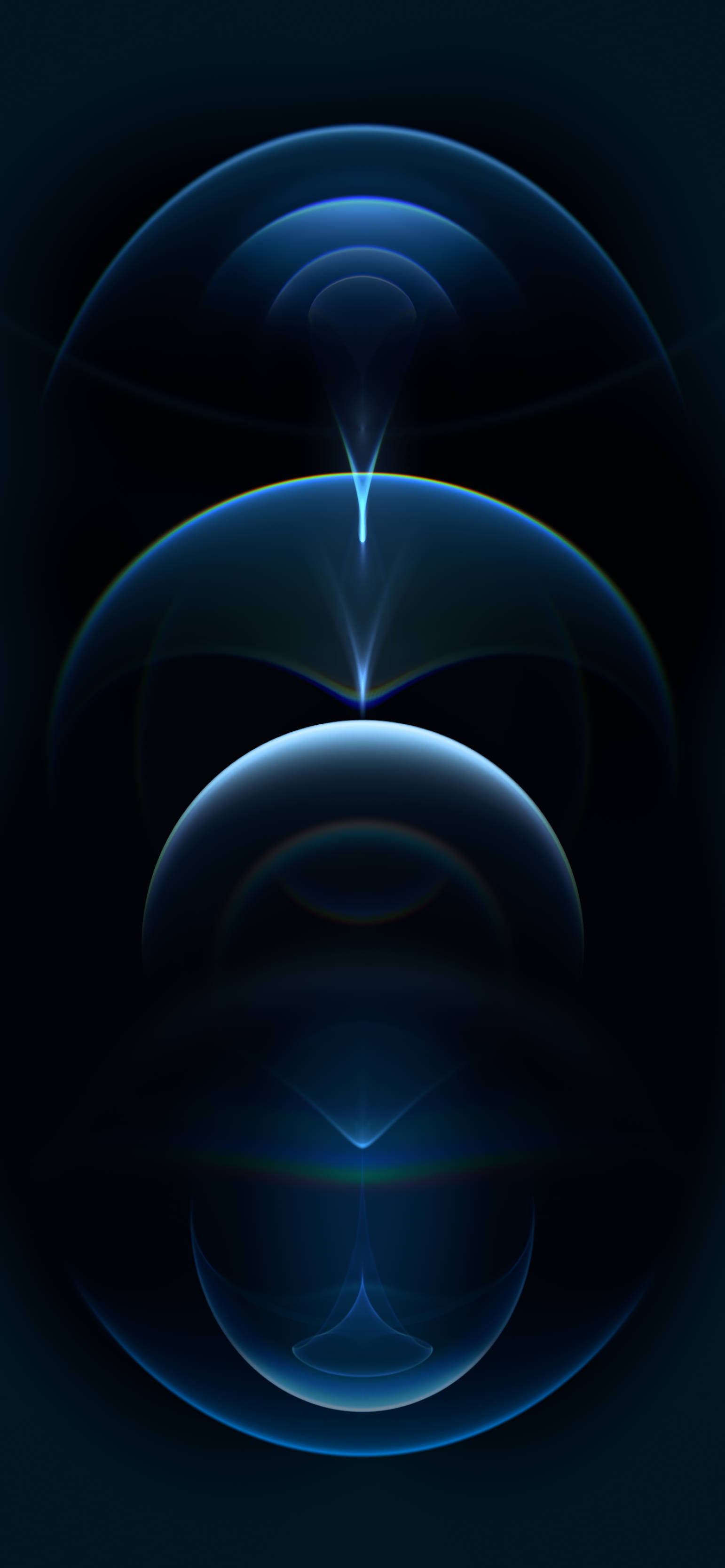 Resonance Blue, iPhone 12, glowing blue translucent orbs, 2K Phone Wallpaper