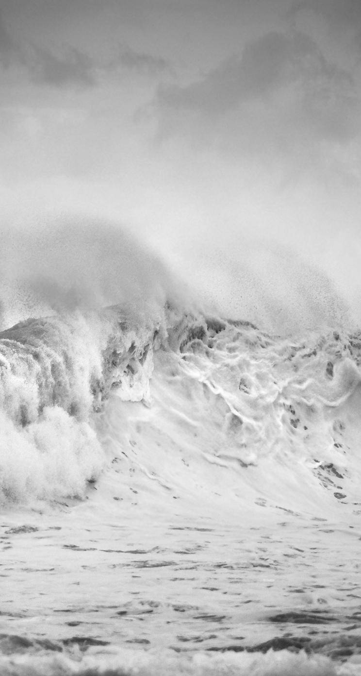 black and white, iPhone, sea waves, HD Phone Wallpaper