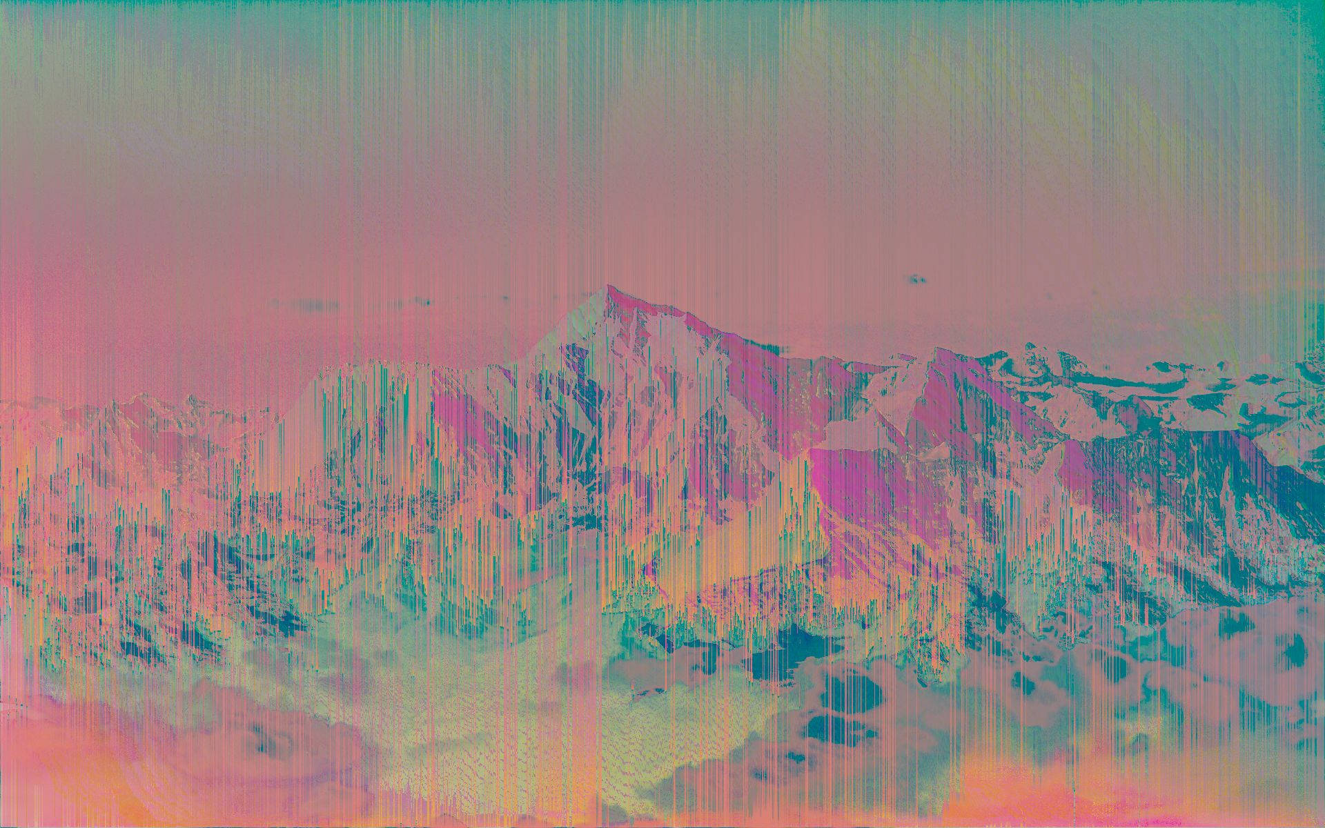 vaporwave, glitch-art, mountain range, Full HD Desktop Wallpaper
