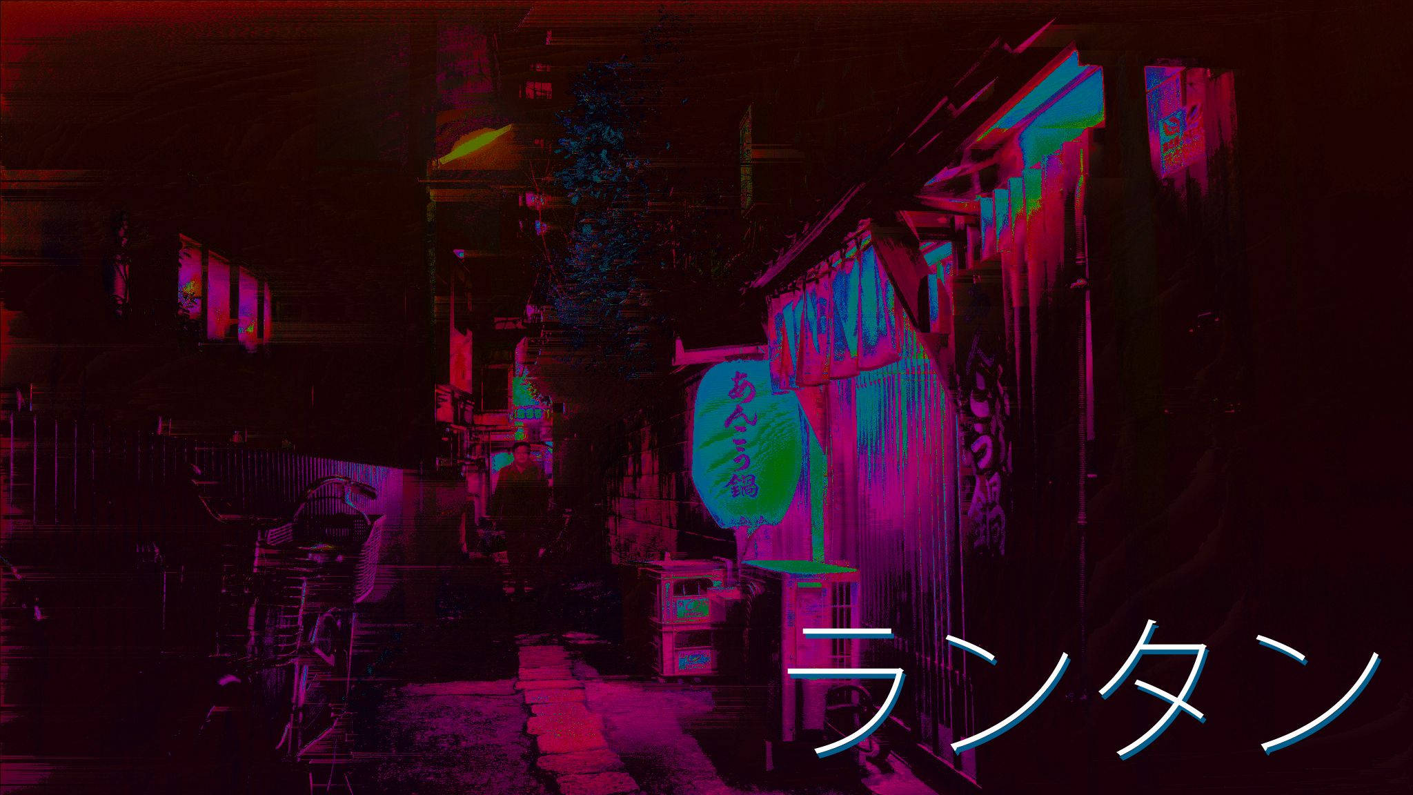 Vaporwave, neon-drenched alleyway, night, Full HD Desktop Wallpaper