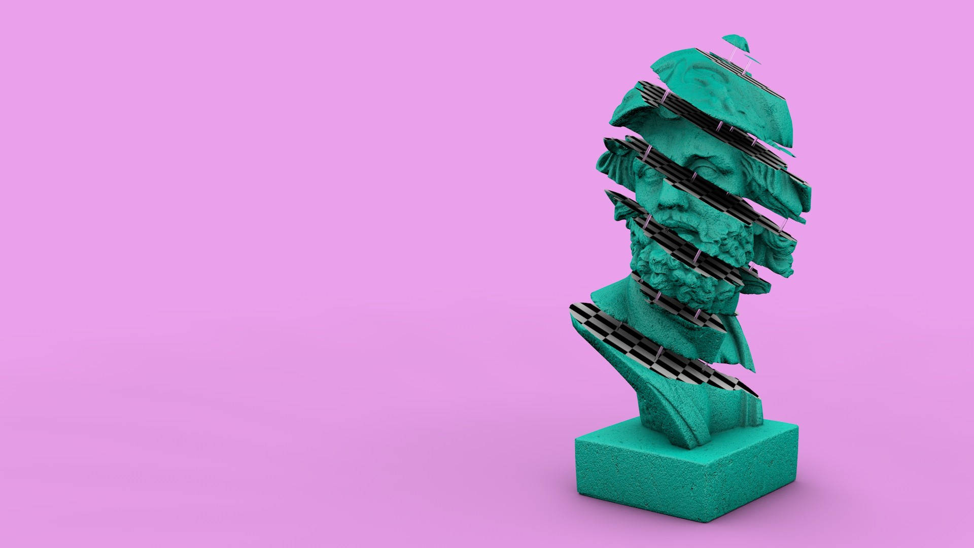 vaporwave, teal, black segmented layers, Full HD Desktop Wallpaper