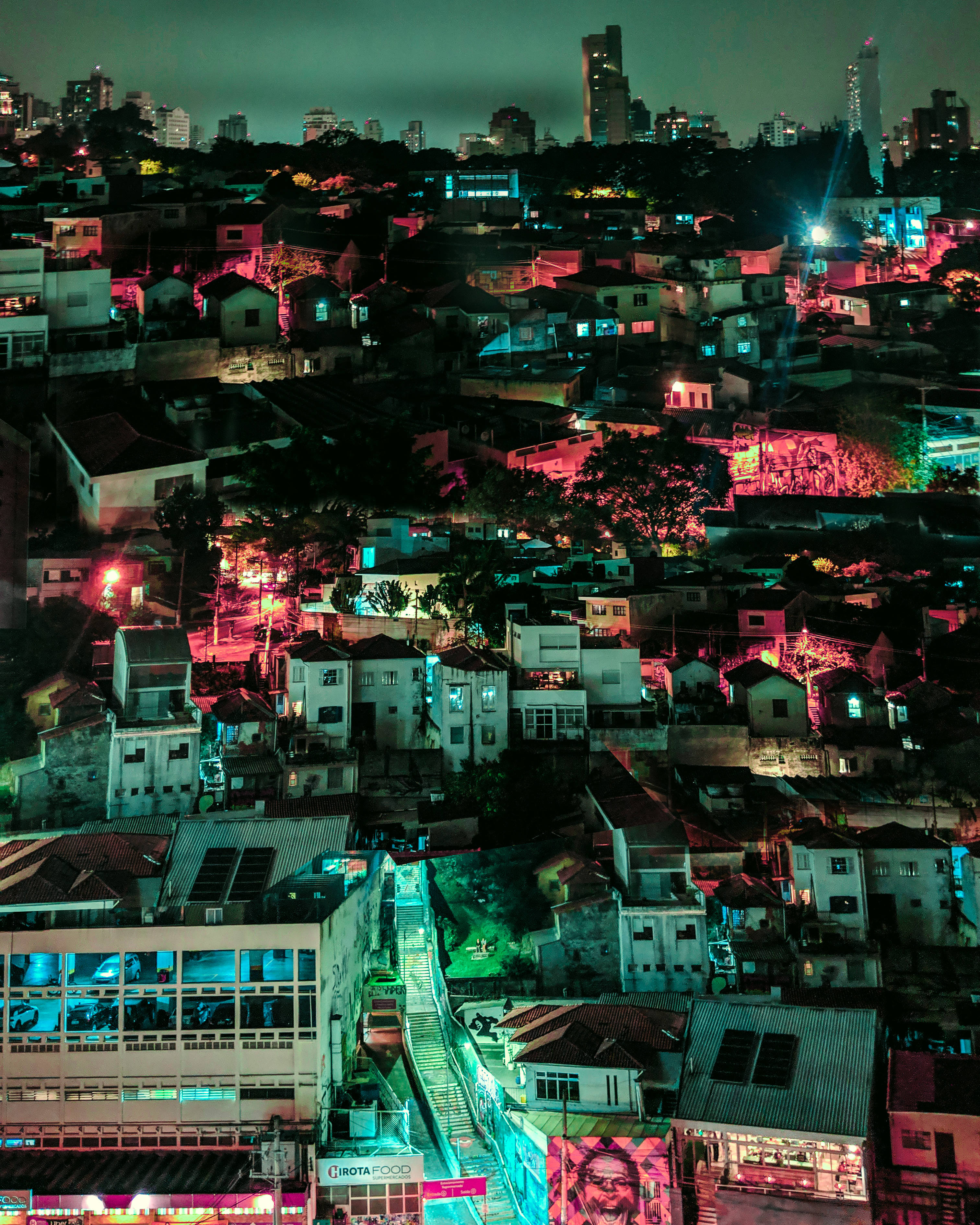 Vaporwave, neon lights, street lamps, 2K Phone Wallpaper