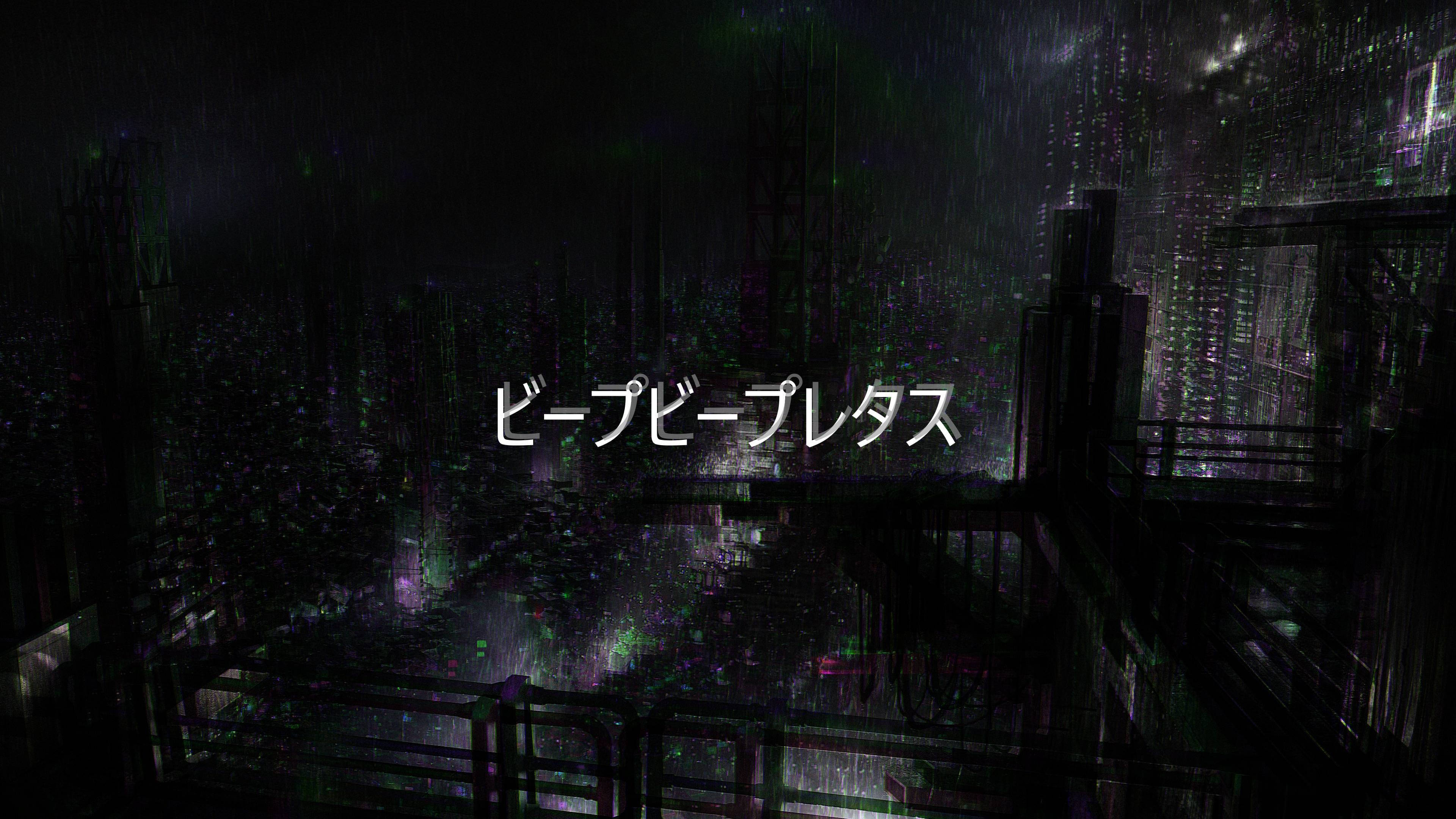 Vaporwave, glitchy, dark city, 4K Desktop Wallpaper