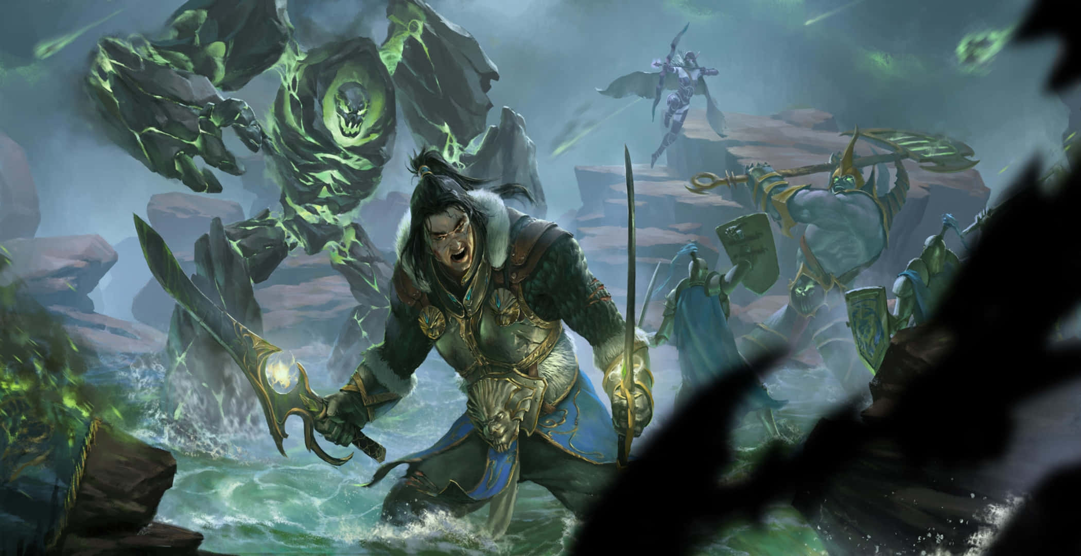 Varian Wrynn, ornate armor, stormy waters, Full HD Desktop Wallpaper
